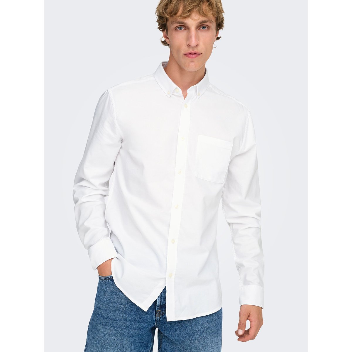 Chemise Oxford white, ONLY & SONS