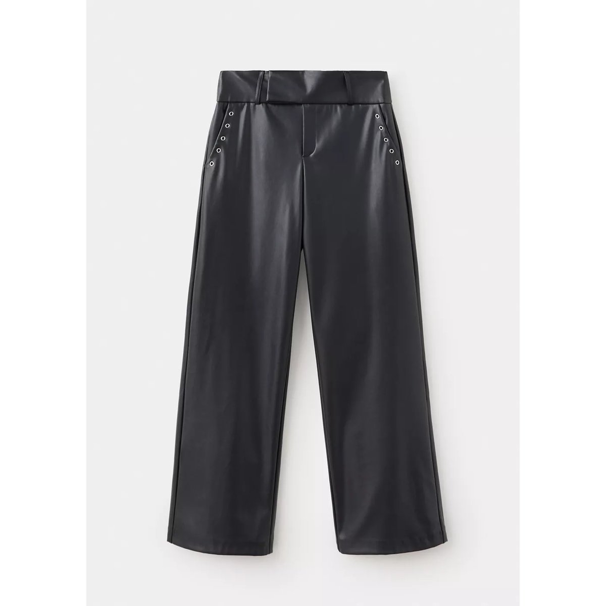 Pantalon effet cuir à œillets noir, MANGO TEEN