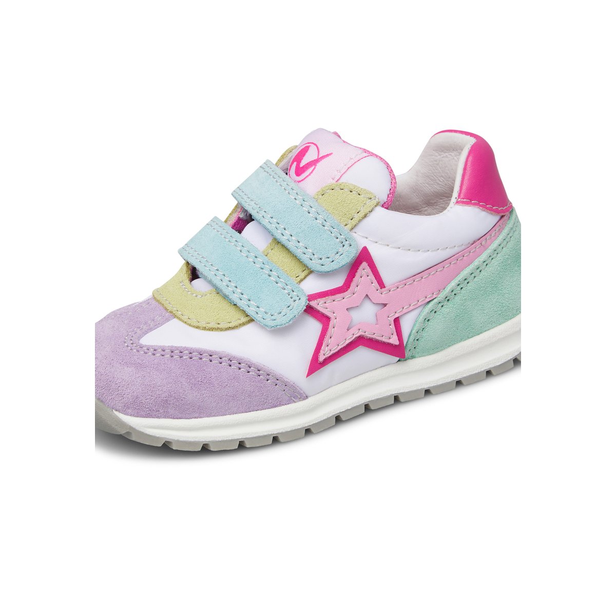 Sneakers en daim et tissu technique CRUMI VL. blanc-lilas, NATURINO