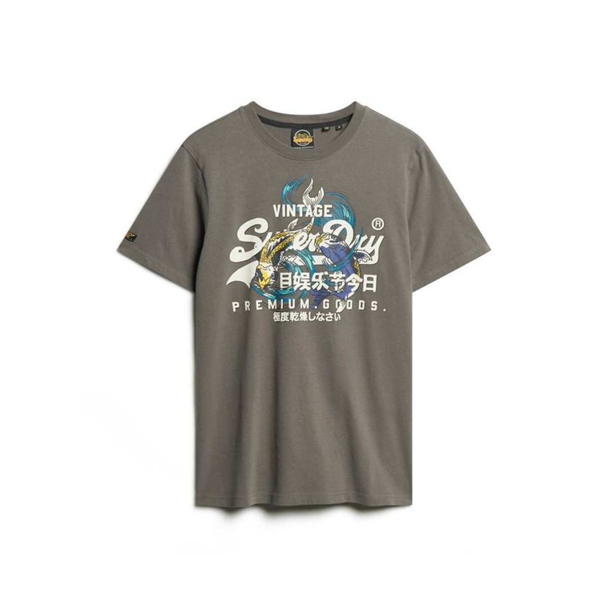 T-shirt Vintage Logo à motif japonais gris foncé, SUPERDRY