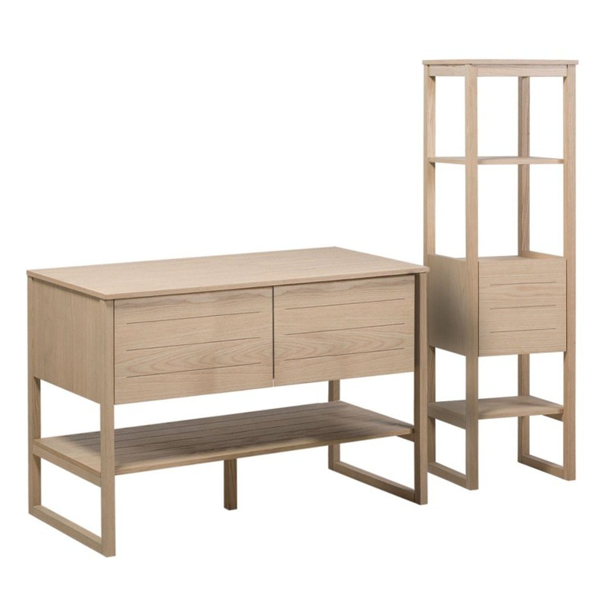 Meuble double +vasque +colonne ATOLL bois clair, MOB IN