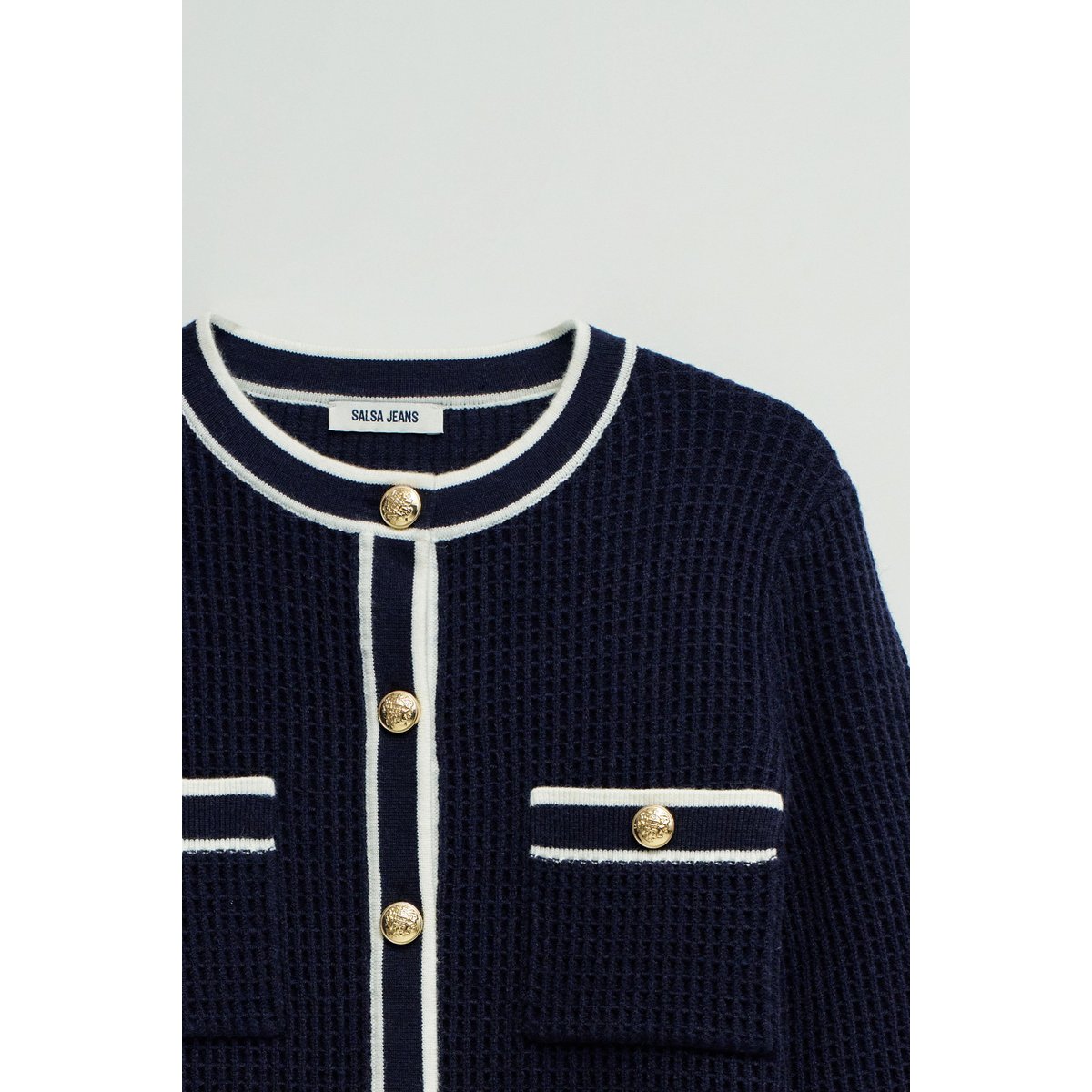 CARDIGAN AVEC DES BOUTONS EN OR bleu, SALSA JEANS