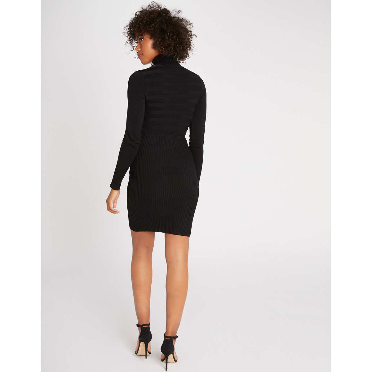 Turtleneck Bodycon Dress with Long Sleeves black, MORGAN