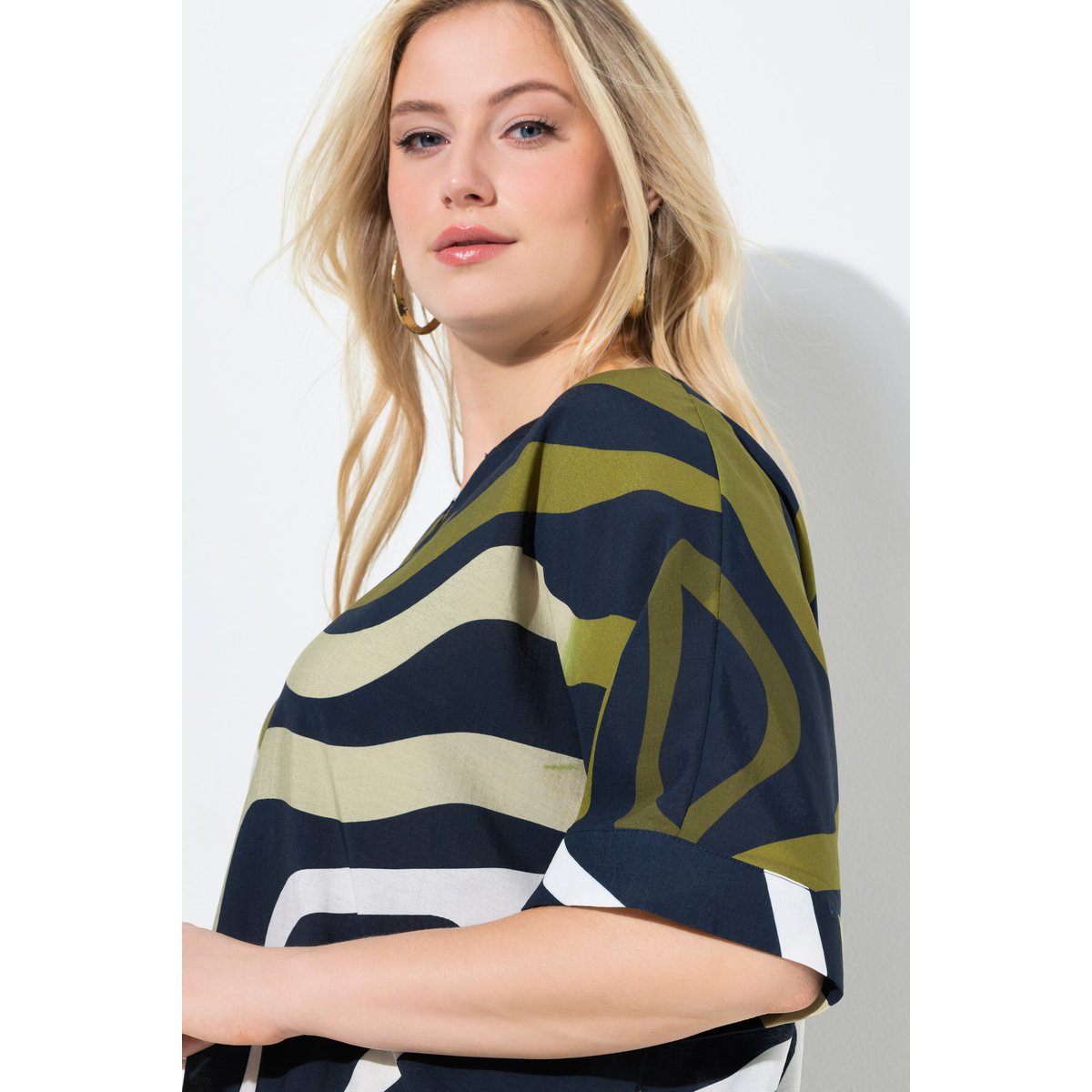 Blouse-tunique oversize, motif vagues marine, ULLA POPKEN