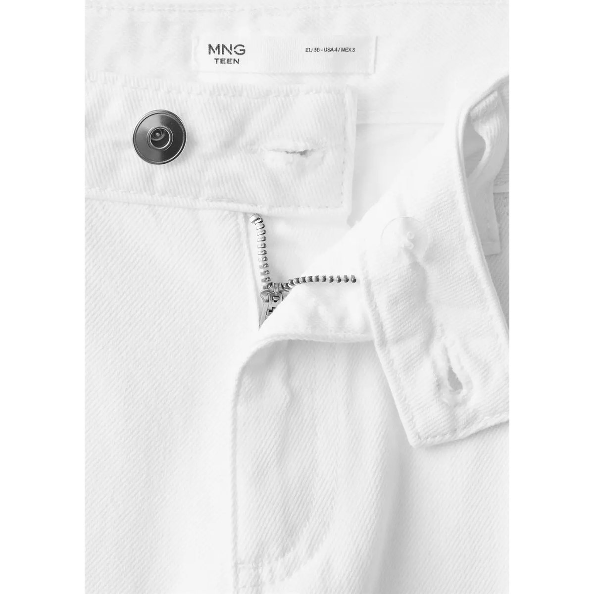 Jean wide leg à fermeture croisée blanc cassé, MANGO TEEN