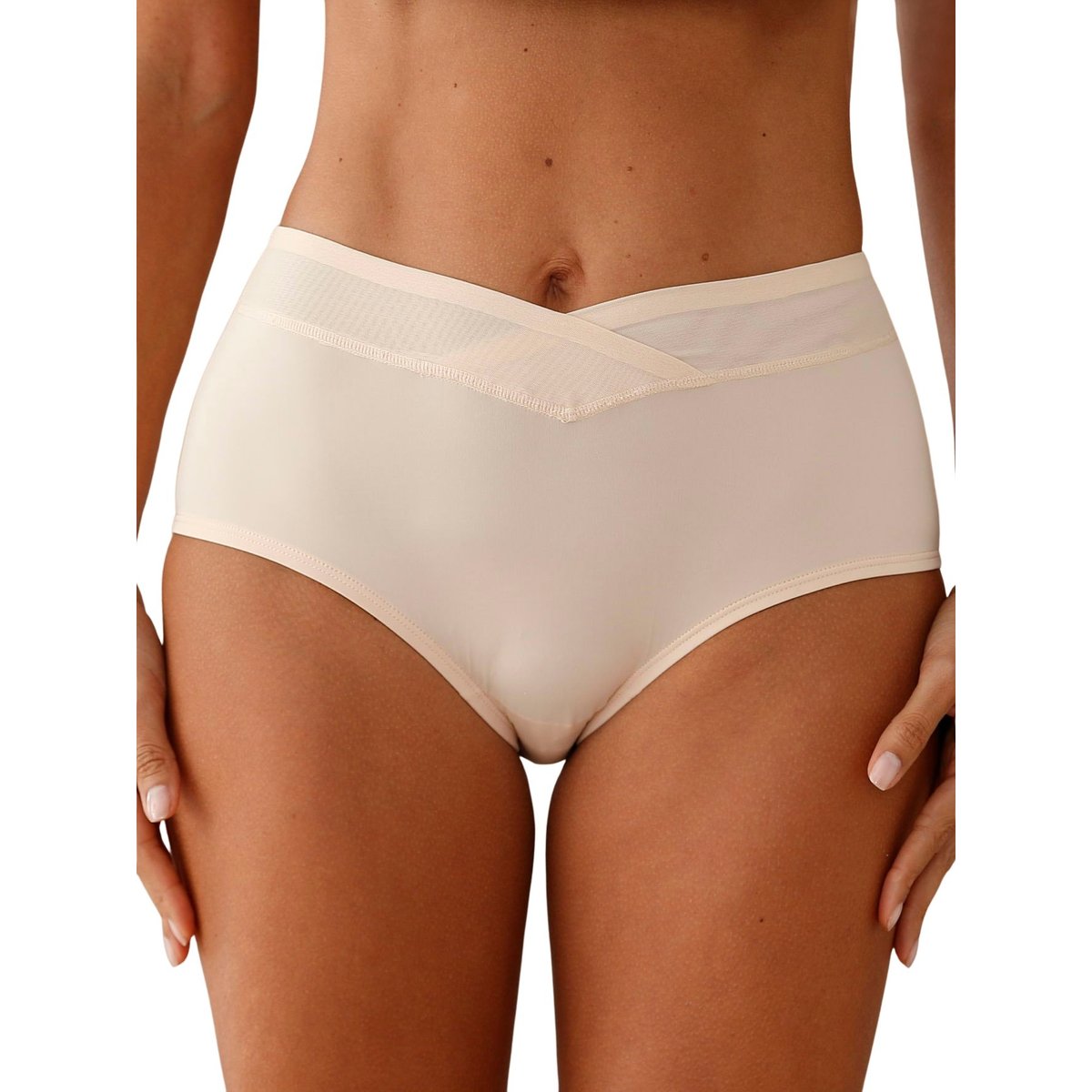 Culotte maxi incrustation de résille sable, DAXON