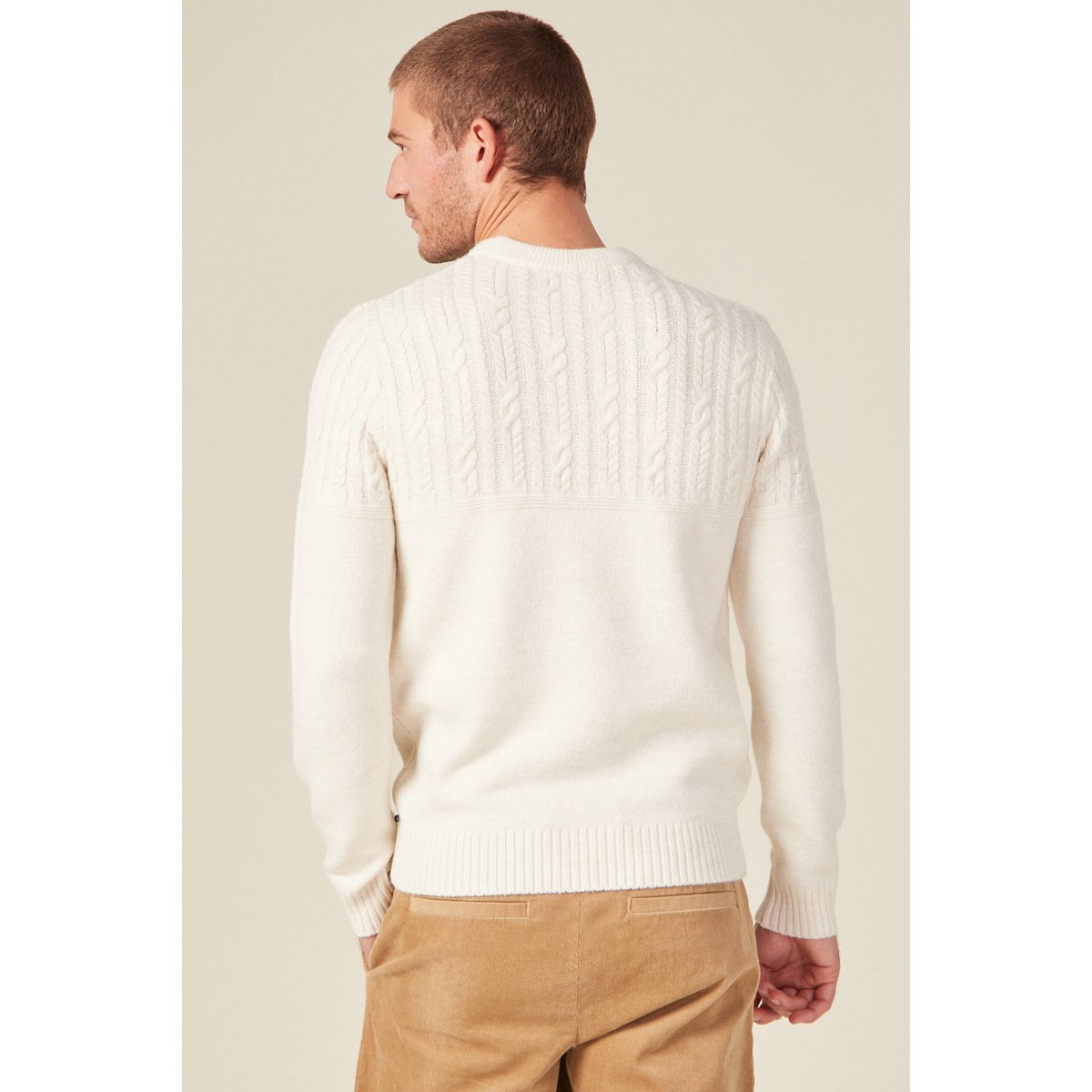 Pull manches longues torsades ecru, BONOBO
