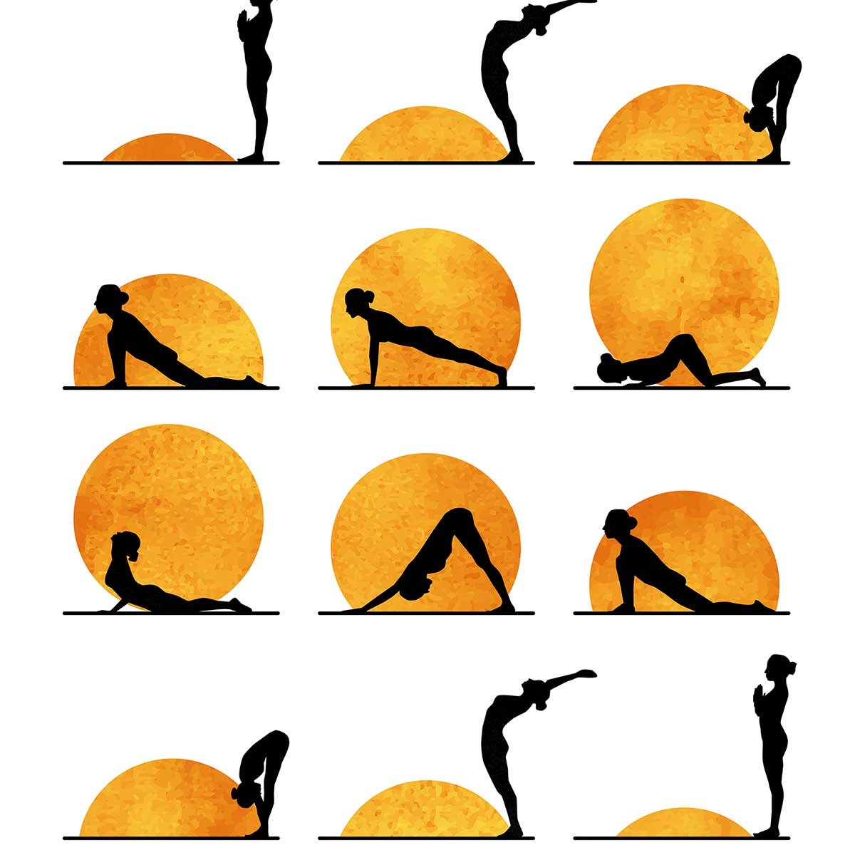 Affiche graphique Yoga sun affiche + cadre en bois - noir, HEXOA