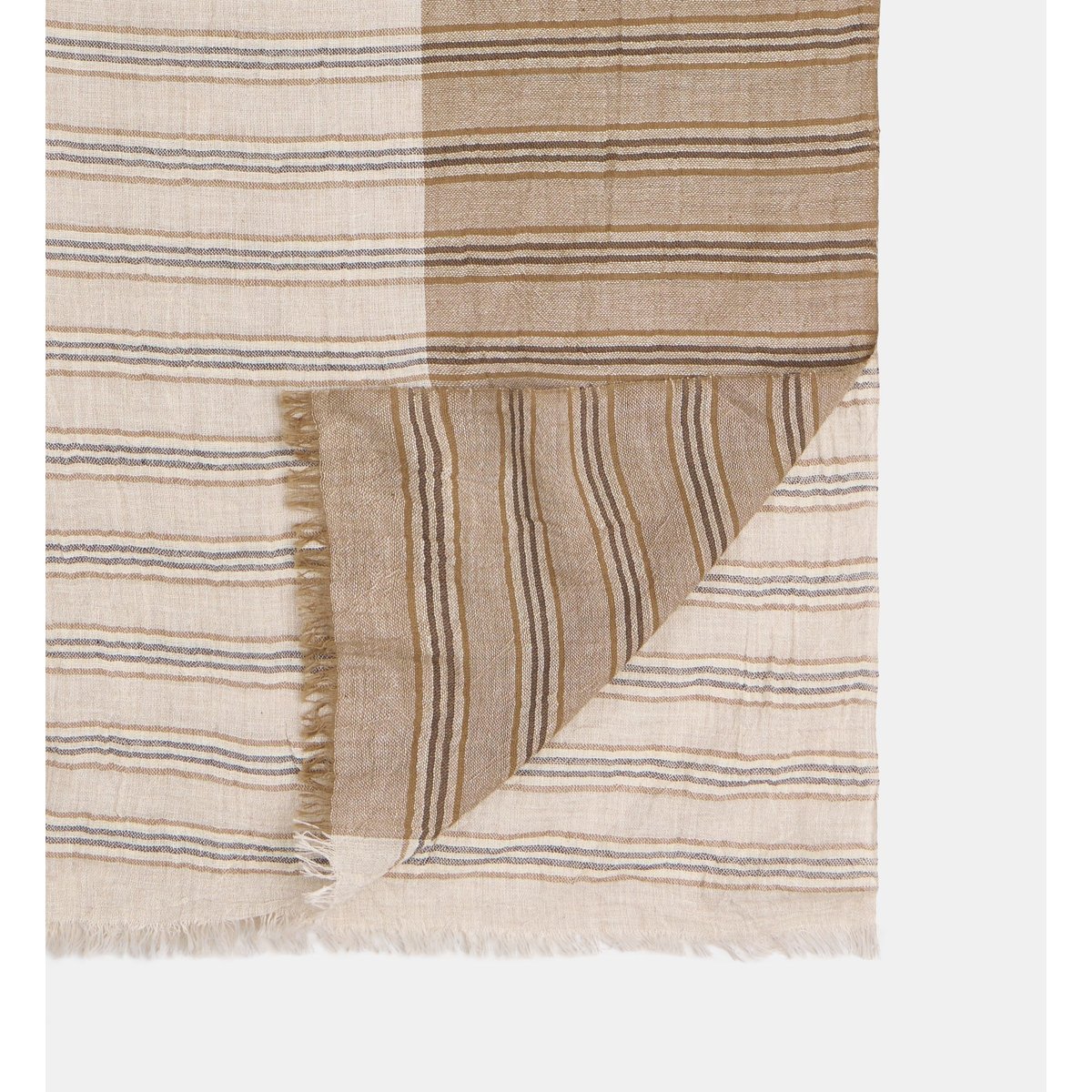 Chèche benito rayures et mini franges beige et écru, GALERIES LAFAYETTE