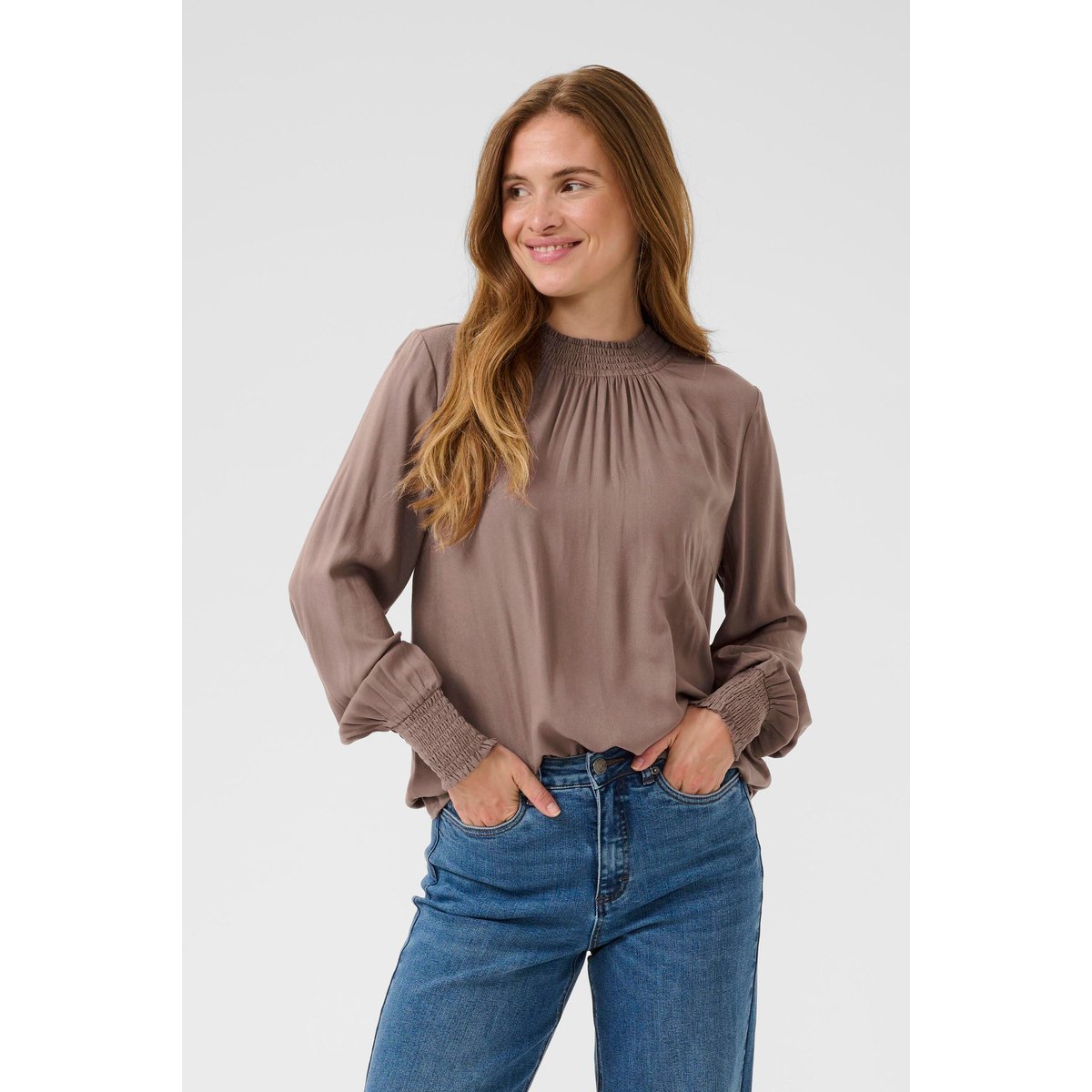 Blouse à manches longues beige deep taupe, KAFFE