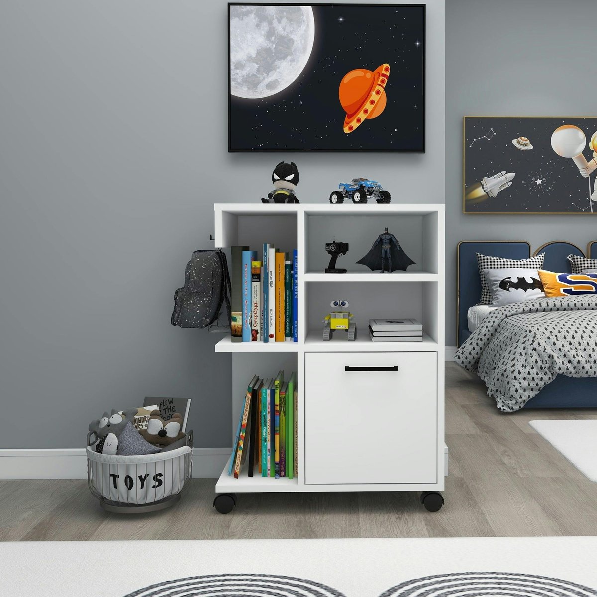 Meuble de rangement sur roulettes MARFA blanc, PIER IMPORT