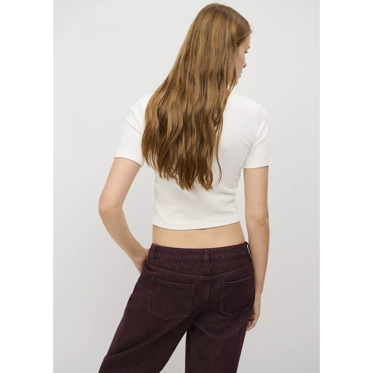 T-shirt coton drapé blanc cassé, MANGO TEEN