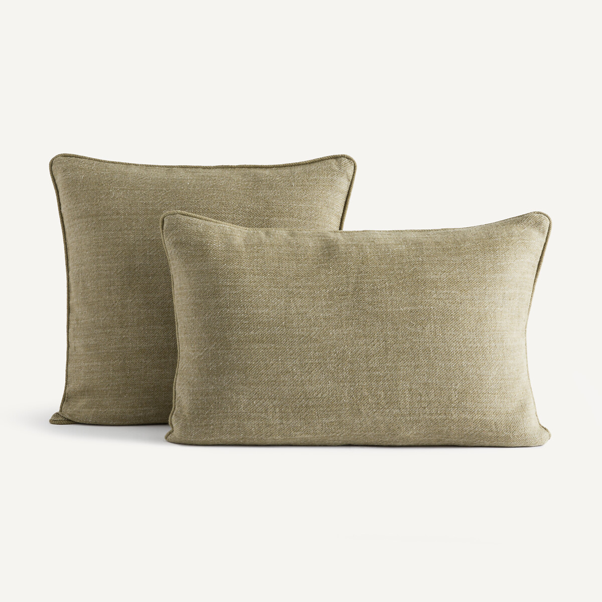 Housse de coussin lin, Serge vert mousse, AM.PM