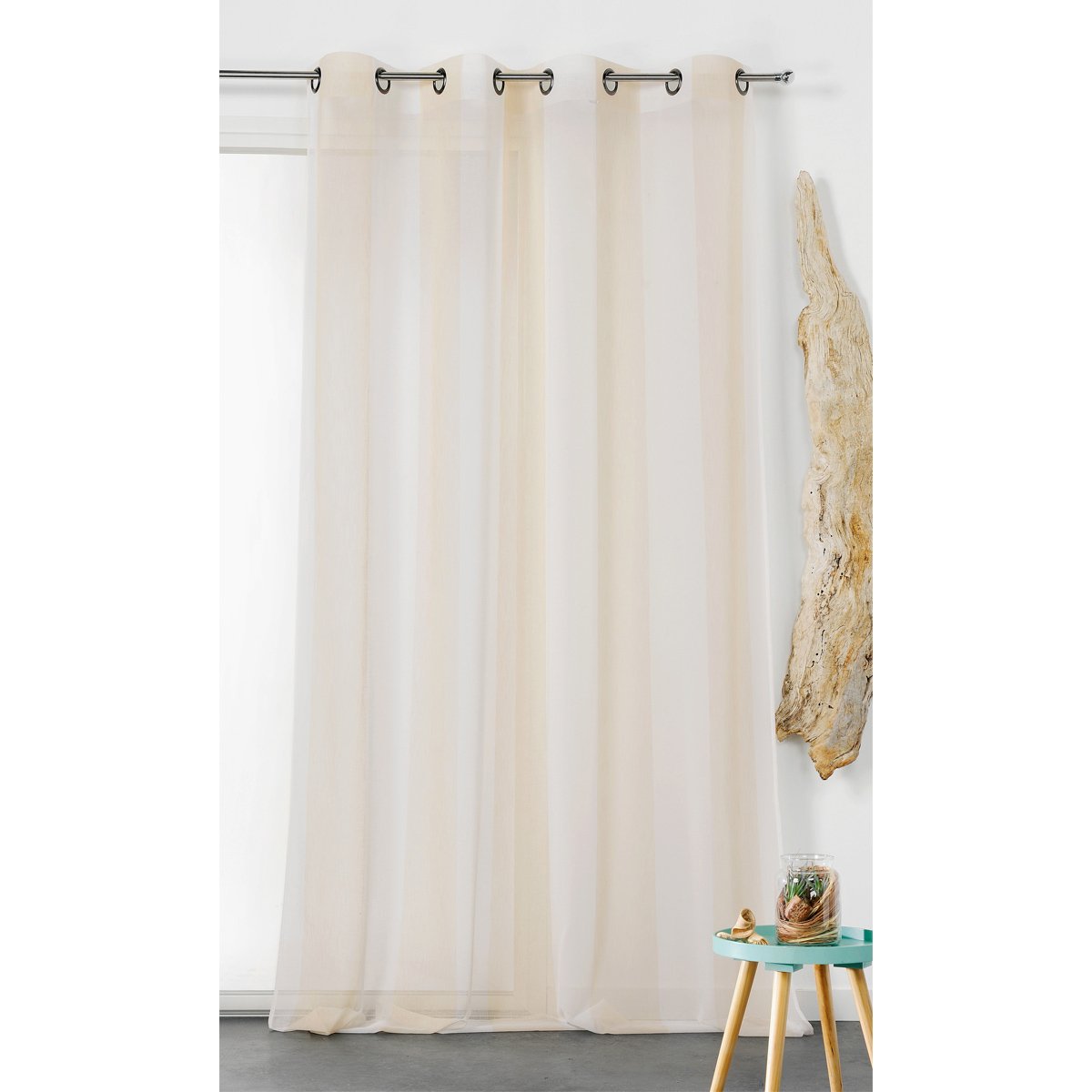 Voilage à rayures verticales colorées beige, LINDER