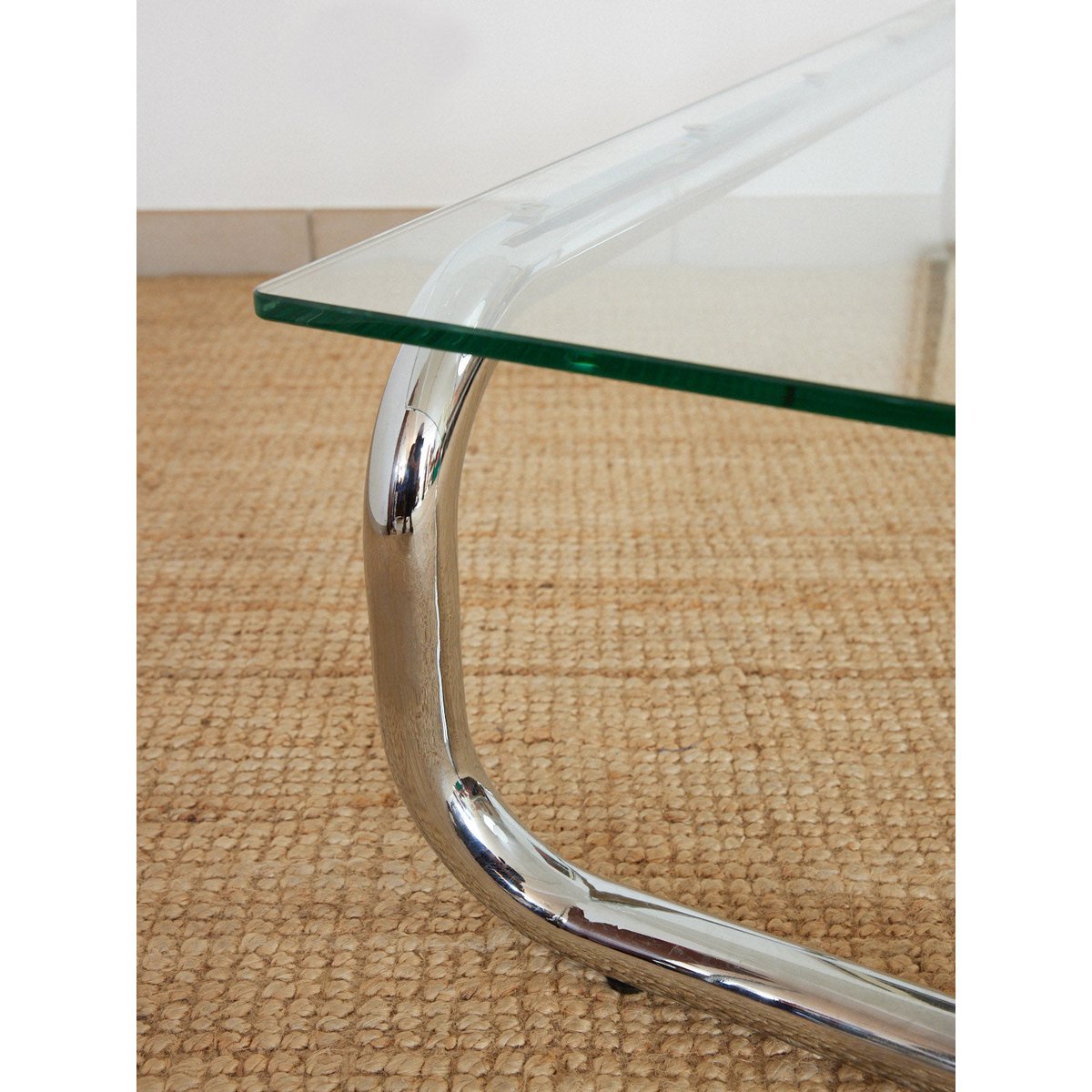 Grande table basse en chrome Donna N°1659 - Bon état transparent, DEBONGOUT