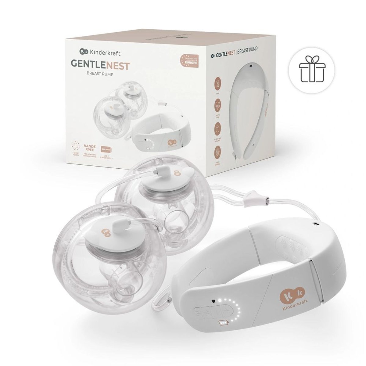 Tire-lait électrique double mains libres GENTLE NEST blanc, KINDERKRAFT