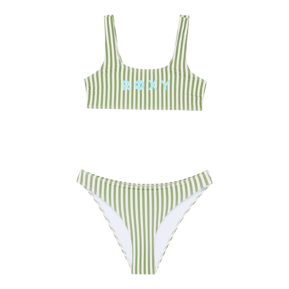 Ensemble 2 pièces bikini bralette deux pièces BICO ACTIVE SET. vert oil green vert moda stripe, ROXY