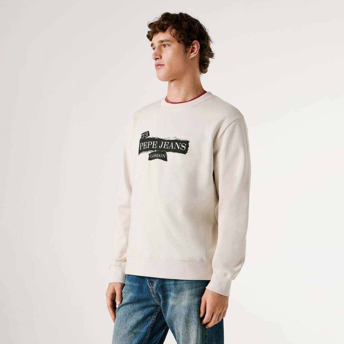 Sweat-Shirt Coupe Regular À Col Rond blanc ivoire, PEPE JEANS