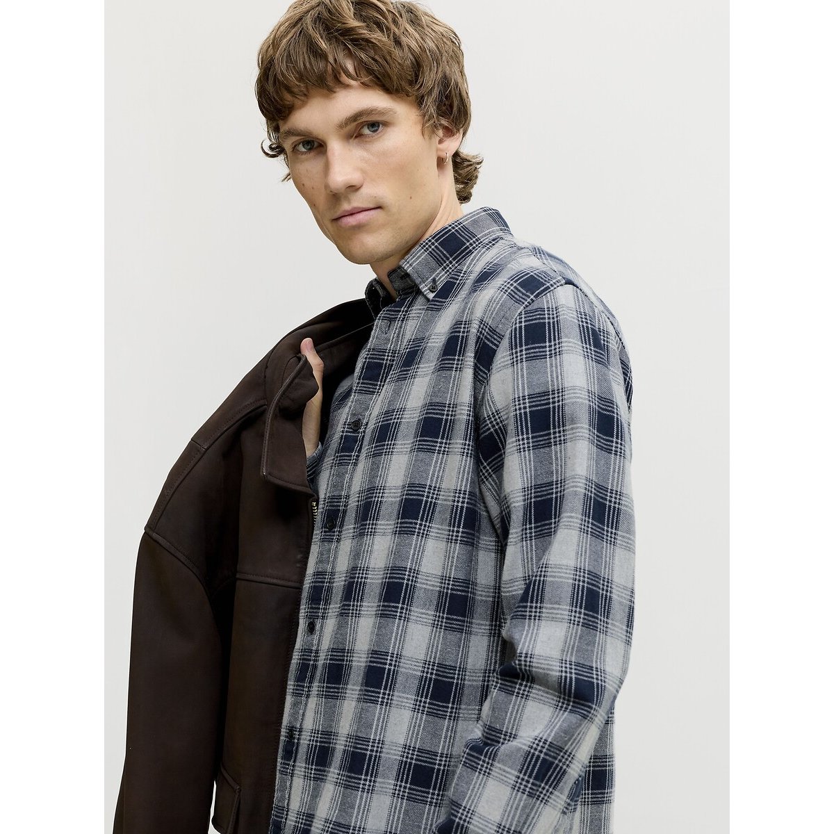 Geruit hemd met lange mouwen geruit marine, JACK & JONES