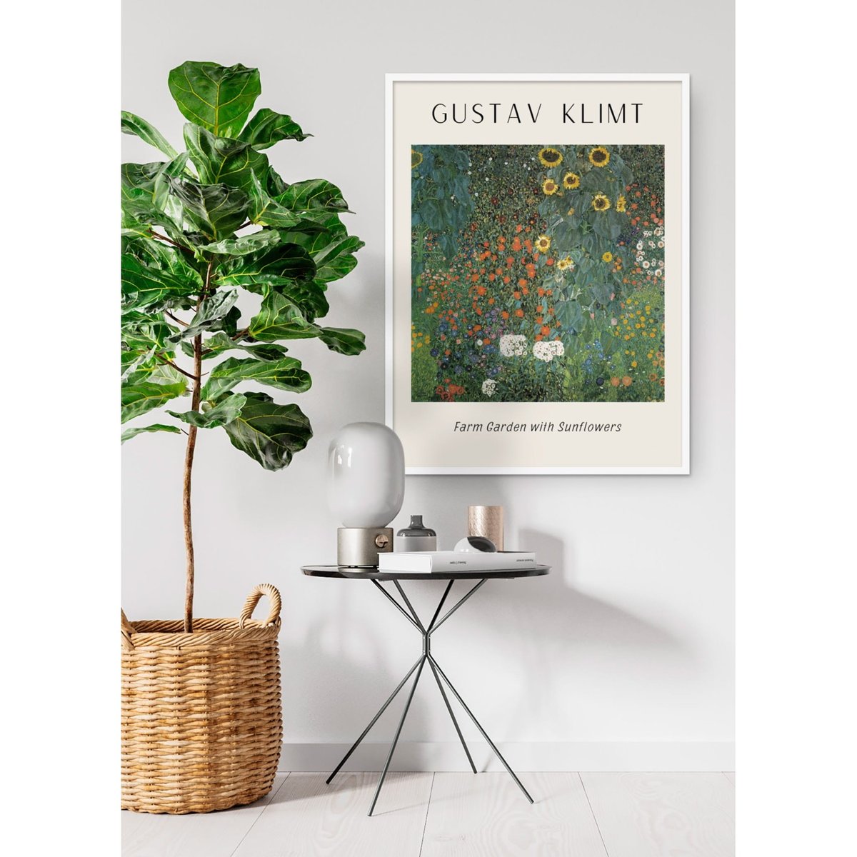 Affiche Gustav Klimt « Farm Garden with Sunflowers » blanc, L'AFFICHERIE