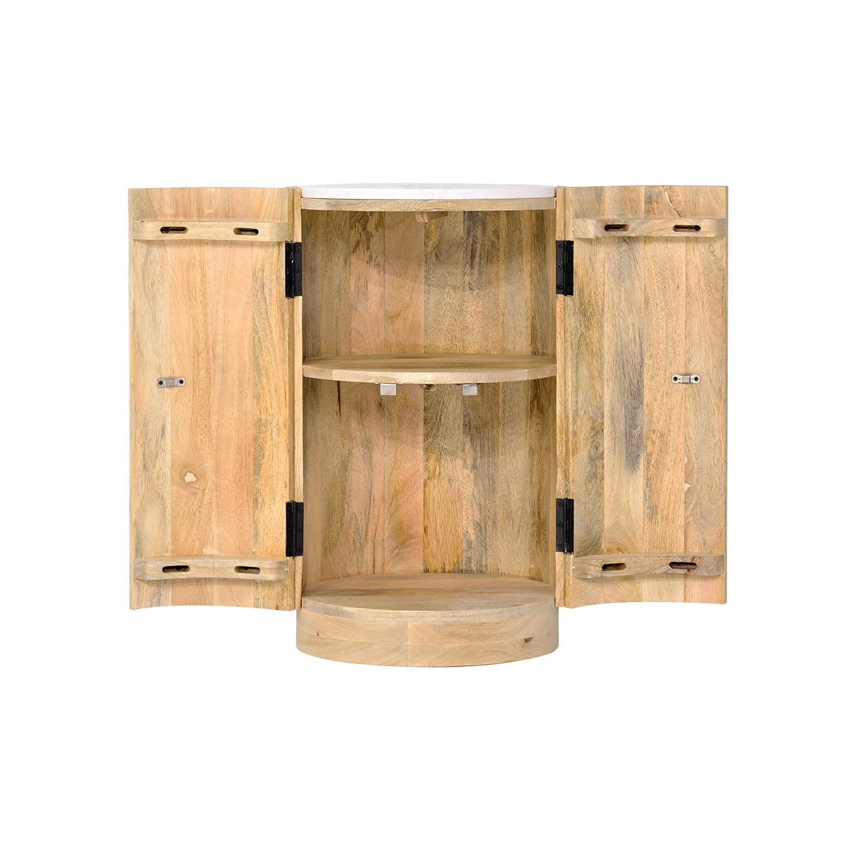 Bout de canapé en bois de manguier et marbre AUREA bois clair, MADE IN MEUBLES