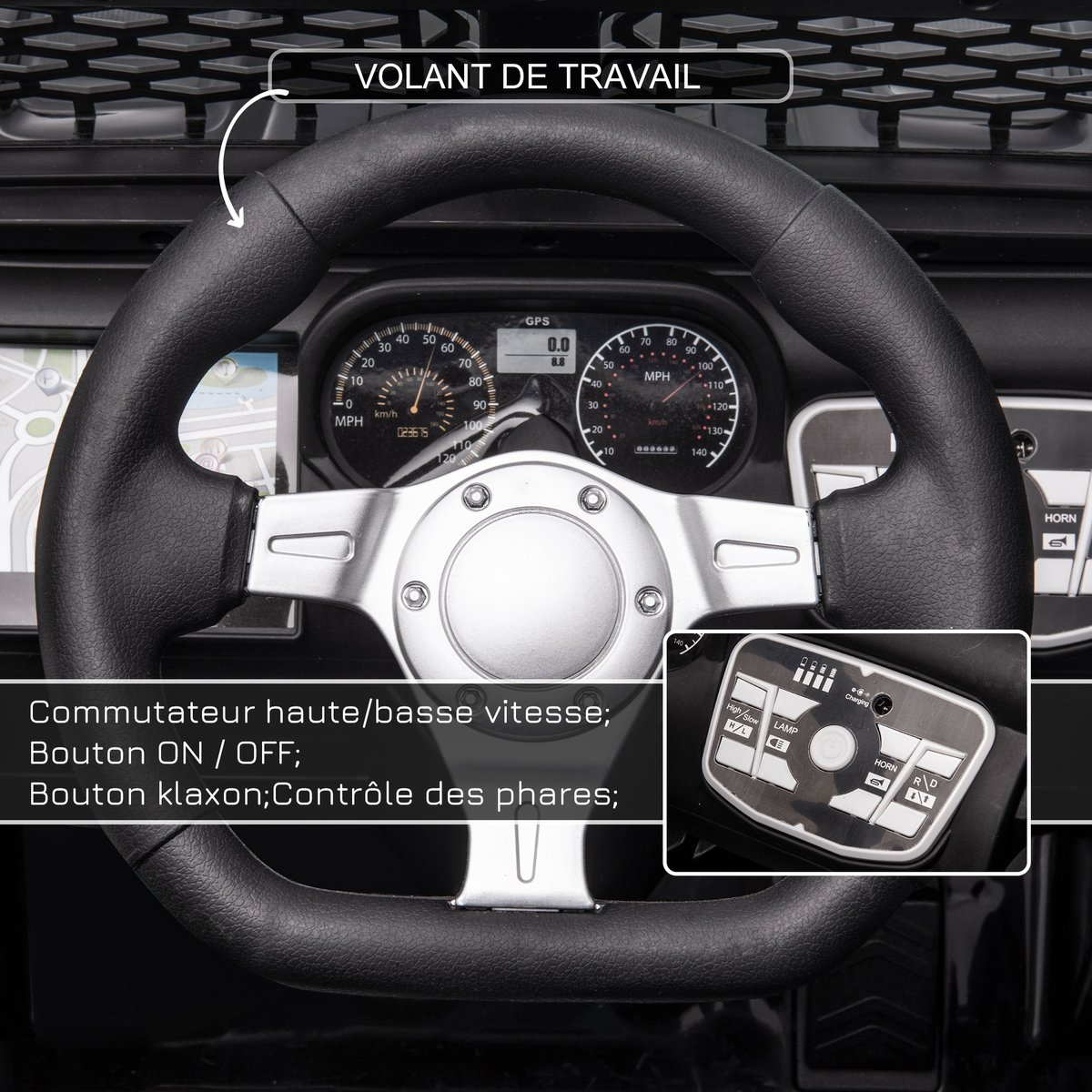 Camion tout-terrain jouet pour enfants PP noir, HOMCOM