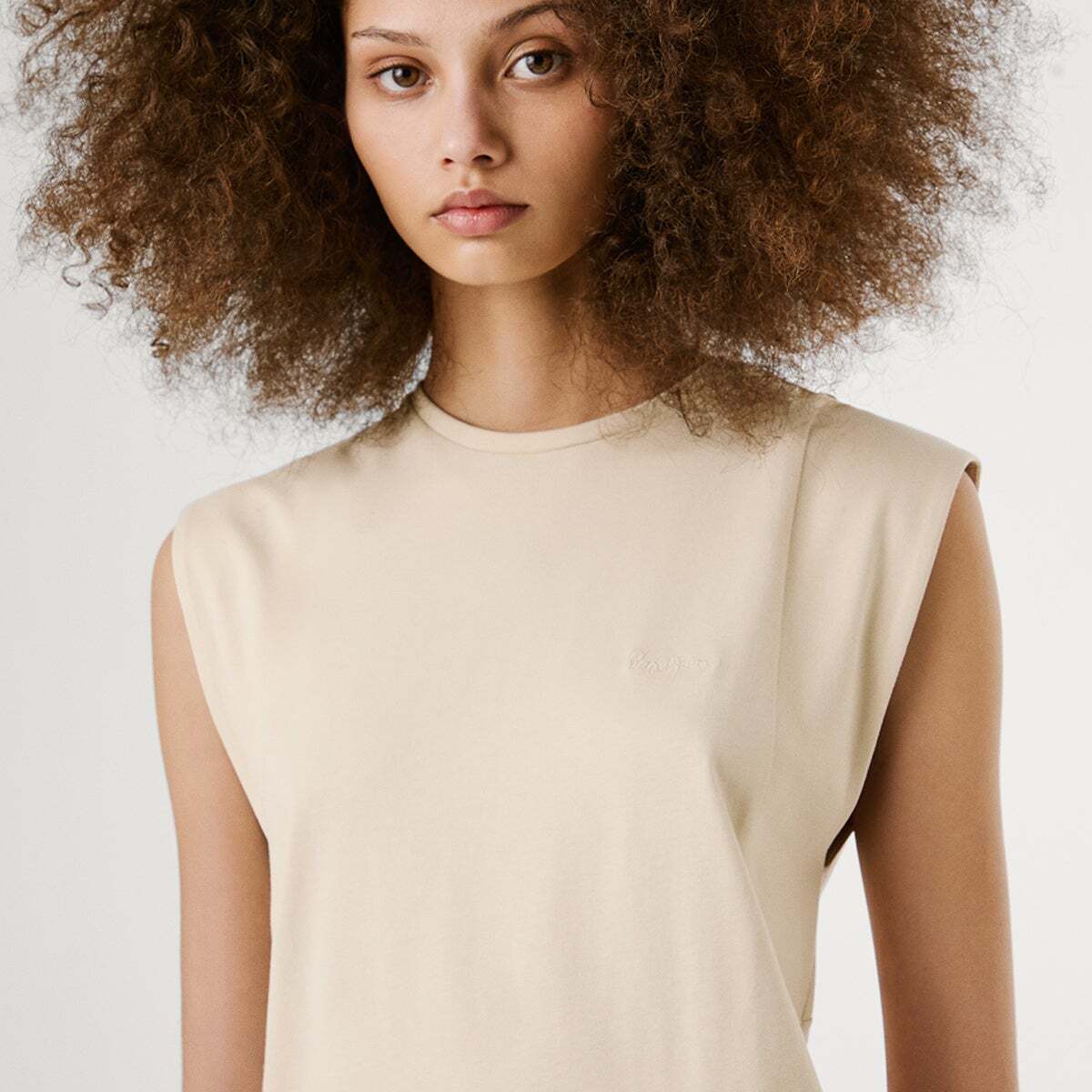 Robe Longue À Col Rond beige clair, PEPE JEANS