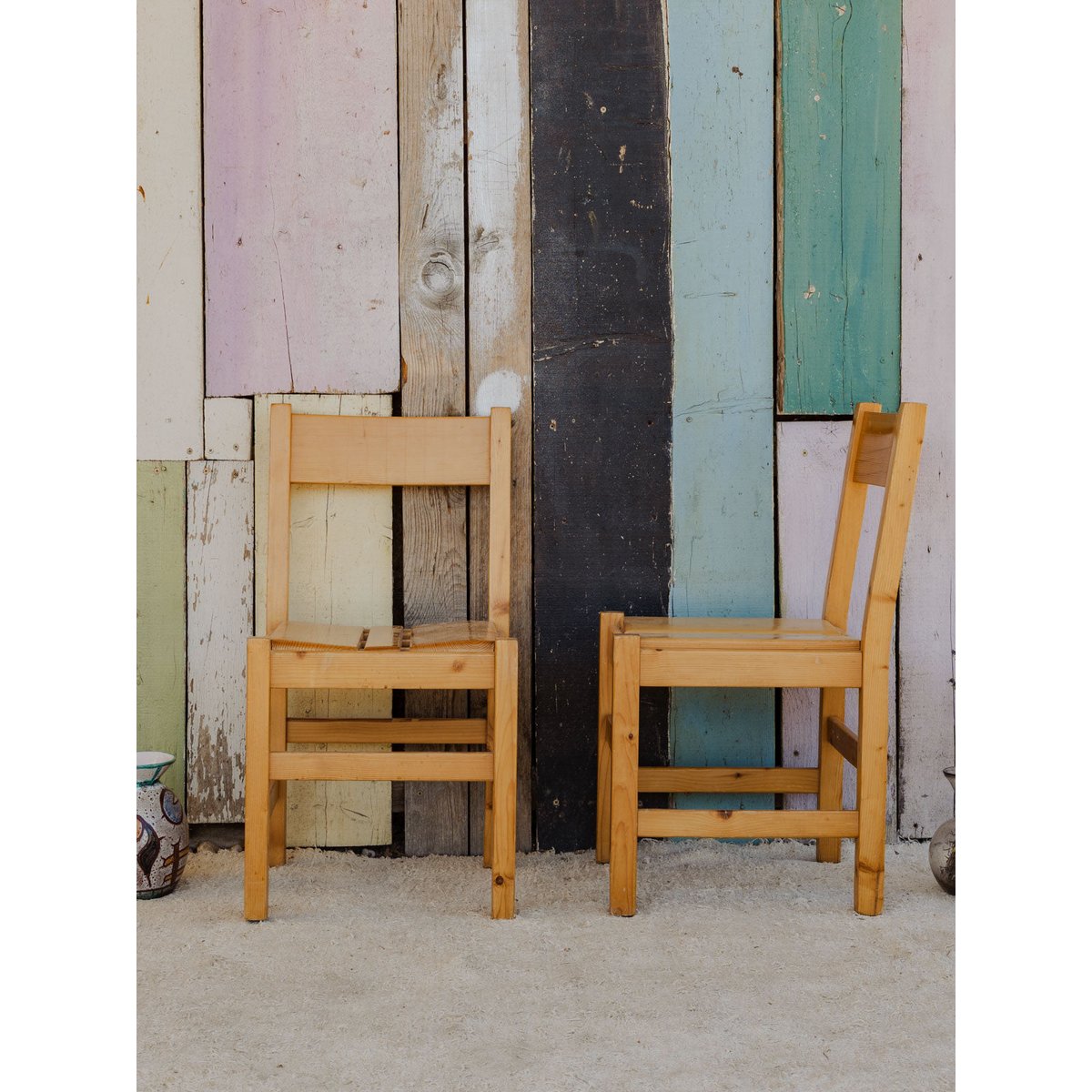 Lot de 4 chaises en bois Claude N°1389 - Bon état bois clair, DEBONGOUT