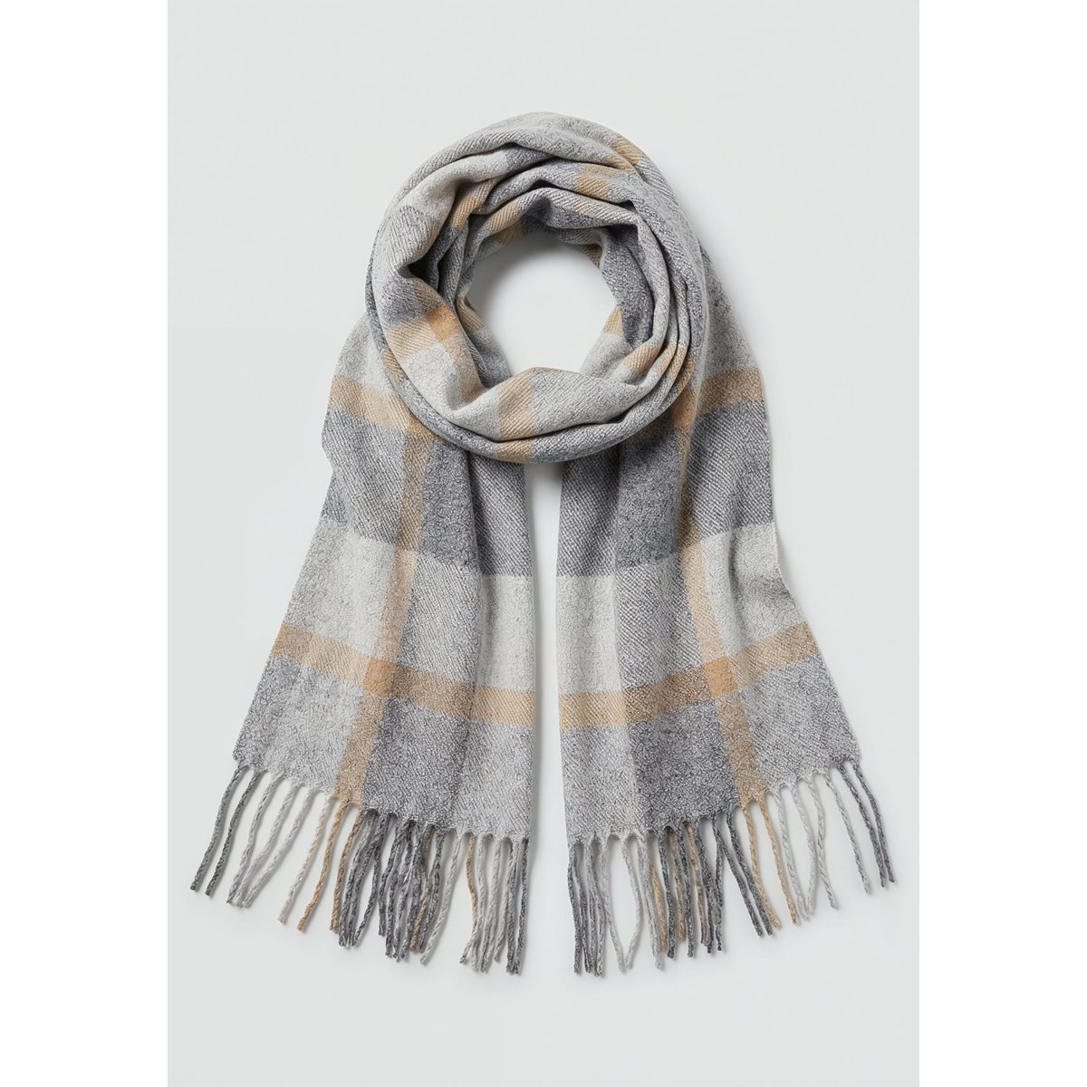 Écharpe homme à carreaux avec franges SIETO grey, DEELUXE