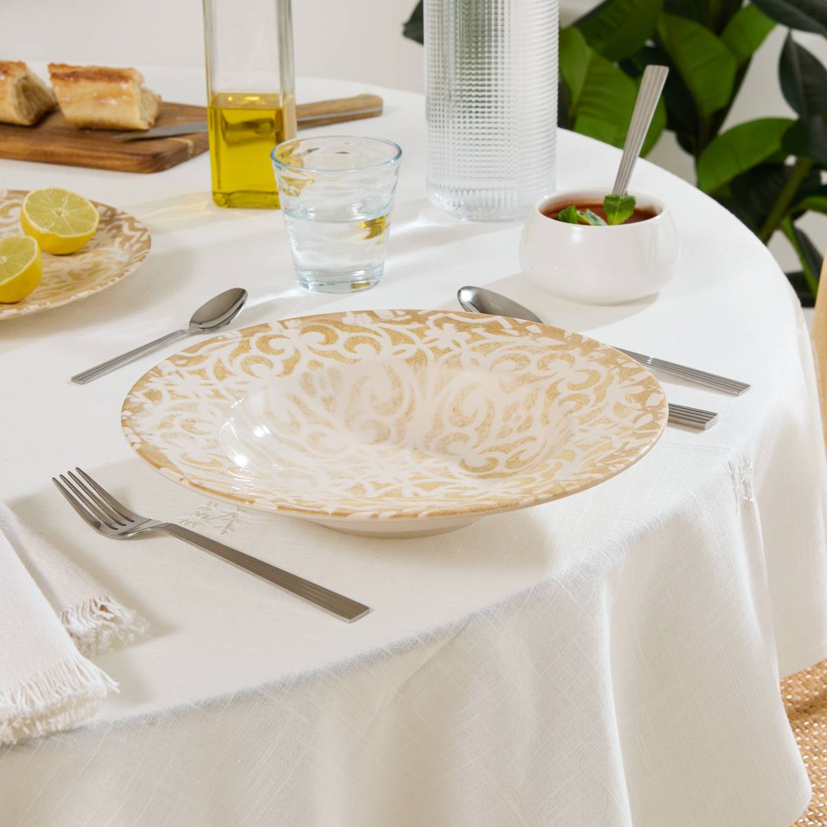 Assiette pâtes D28cm ANNA creme, ATMOSPHERA