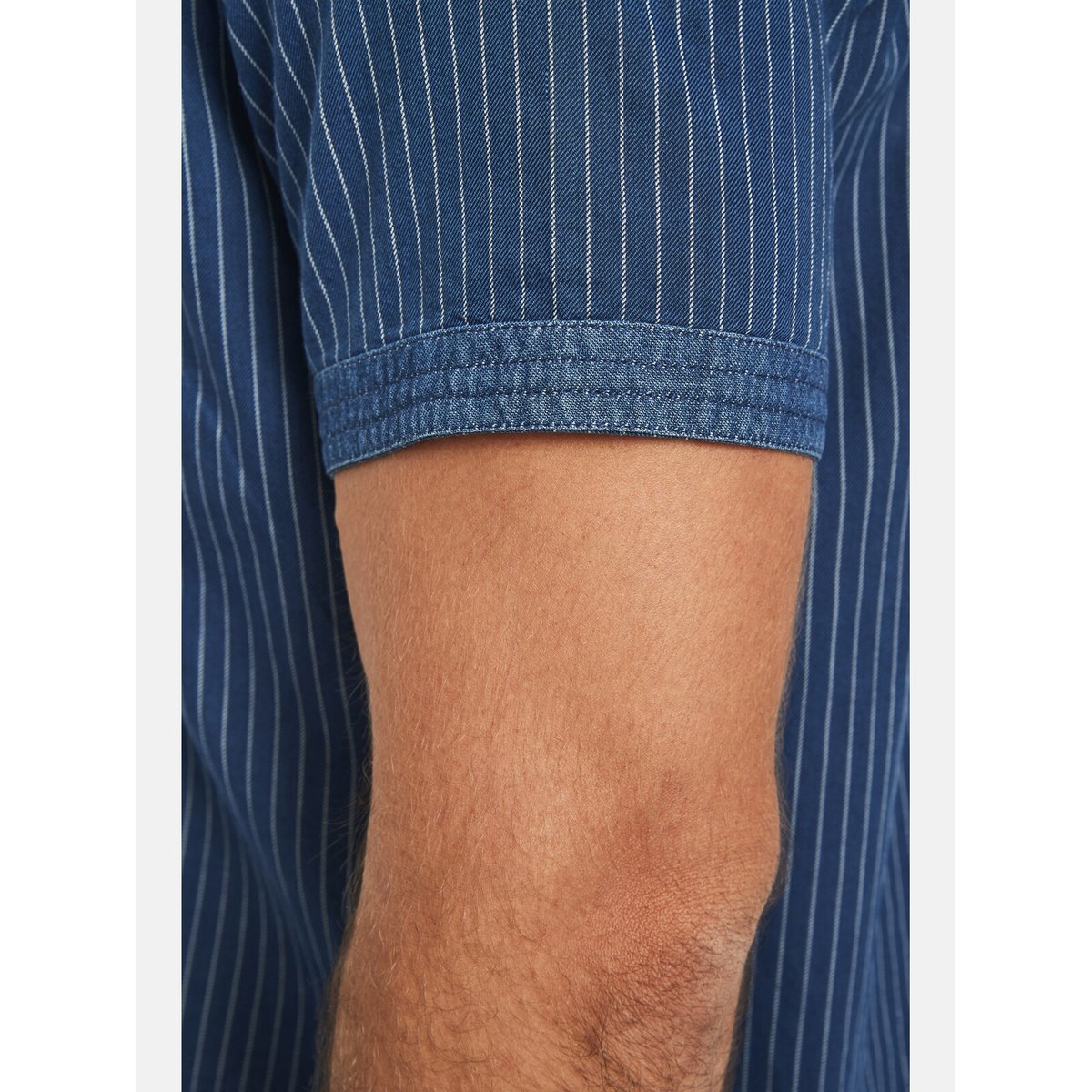 Chemise à manches courtes NALLE bleu foncé rayé, JAN VANDERSTORM