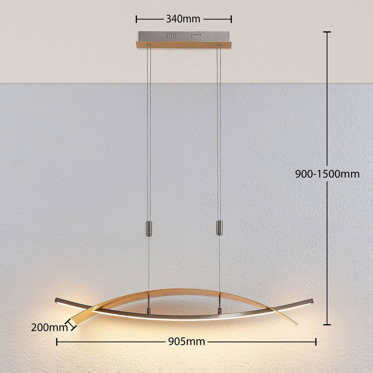 Suspension en métal moderneLED, Marija or, argent, LUCANDE