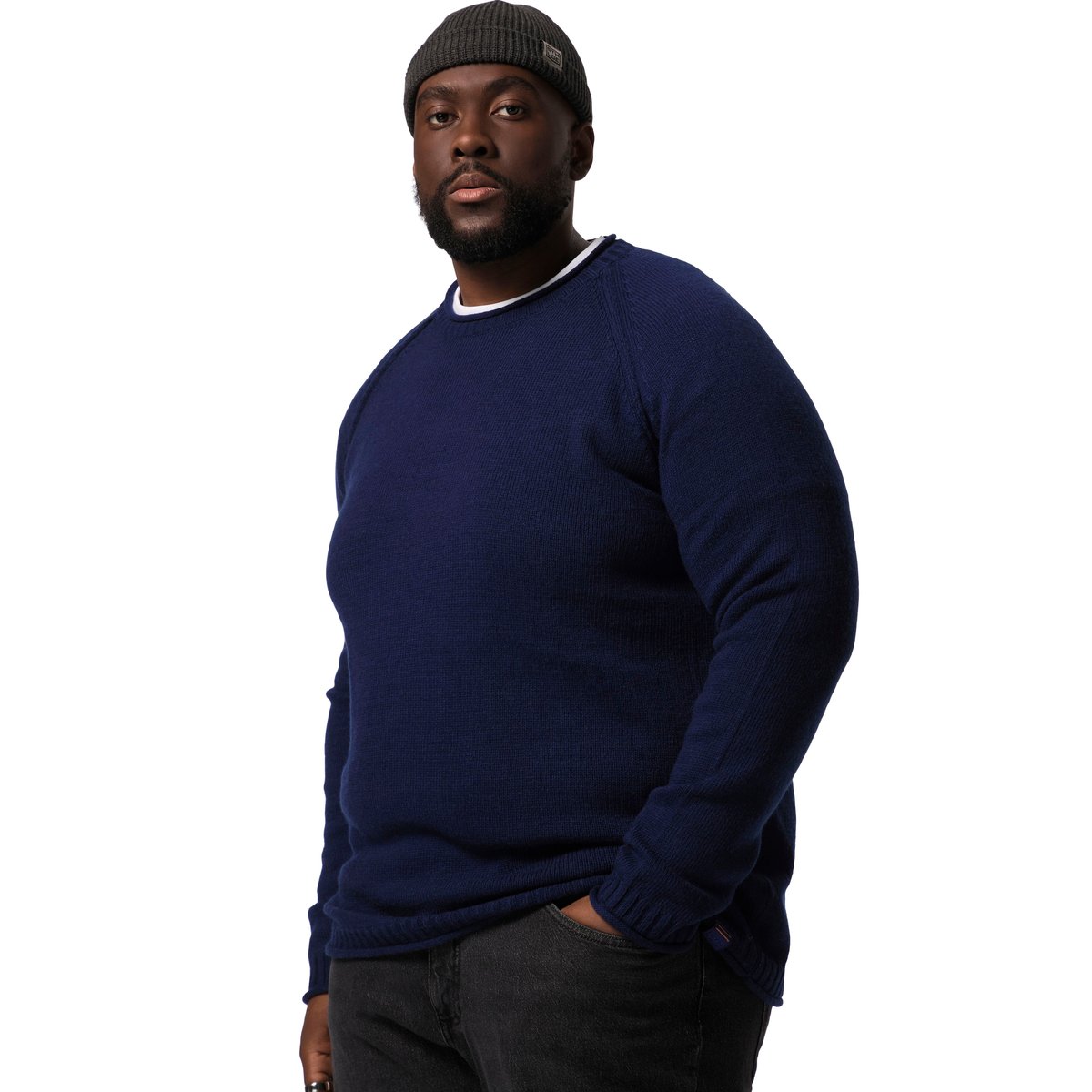 Pull, CashmereTouch, col rond bleu roi, STHUGE