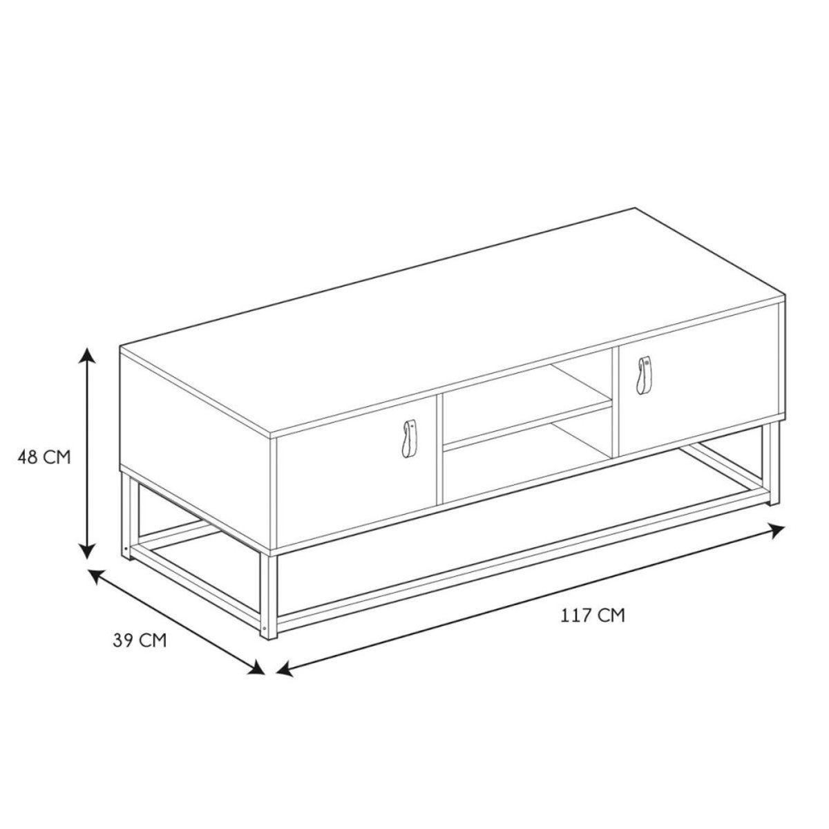 Meuble TV Bois et métal marron, DECORATIE