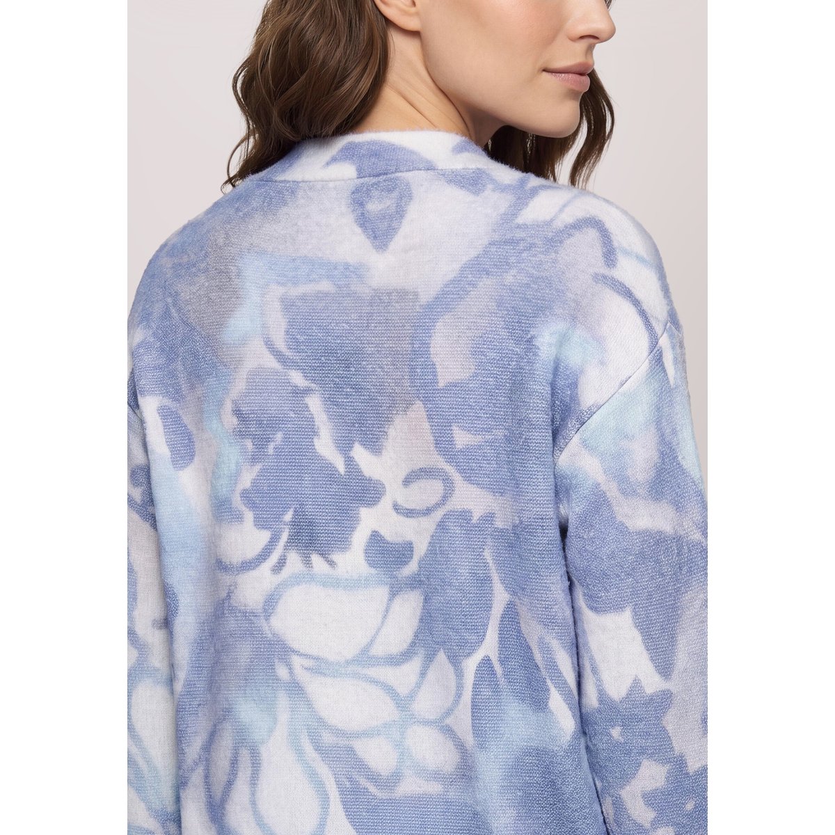 Sweat-shirt à col droit bleu/beige, BETTY BARCLAY