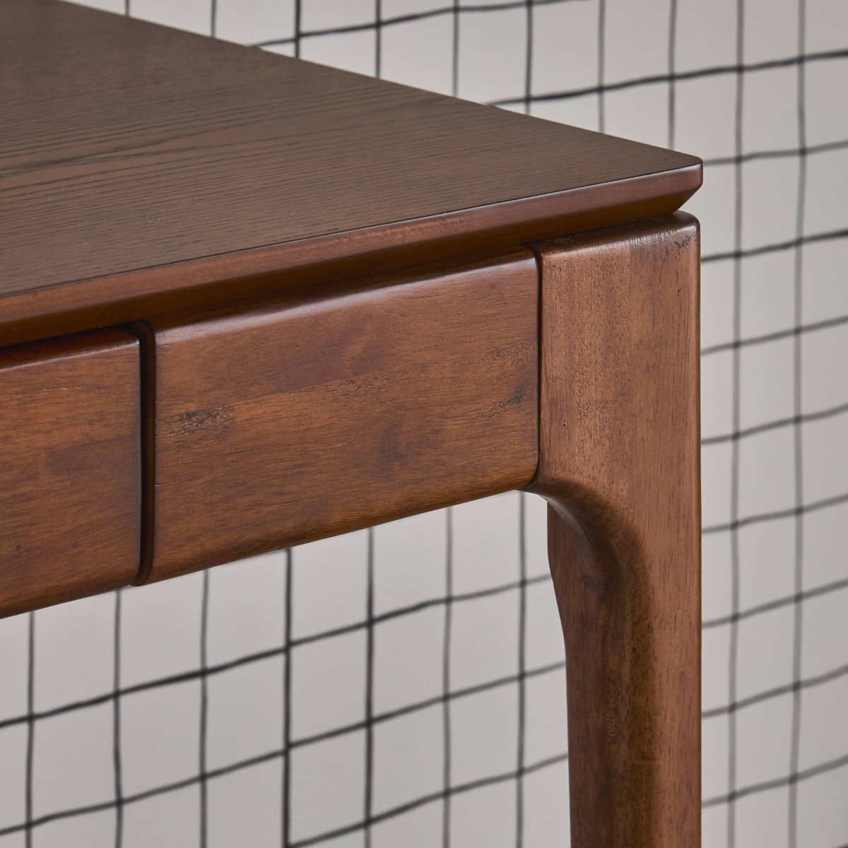 Bureau bois d'hévéa placage frêne 2 tiroirs ALIENOR naturel, SWEEEK