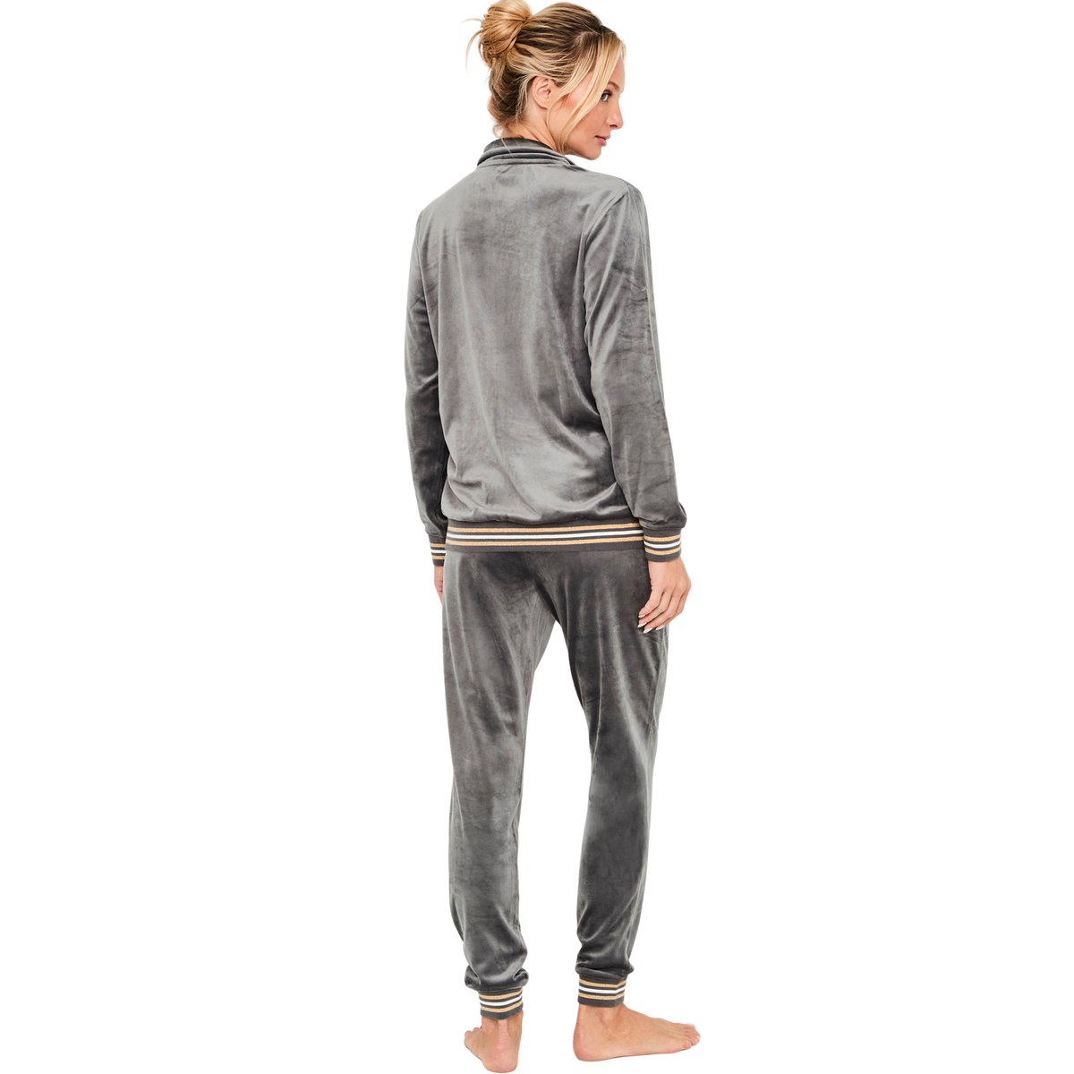 Pyjama pantalon veste zippée Velvet Glow gris, SELMARK