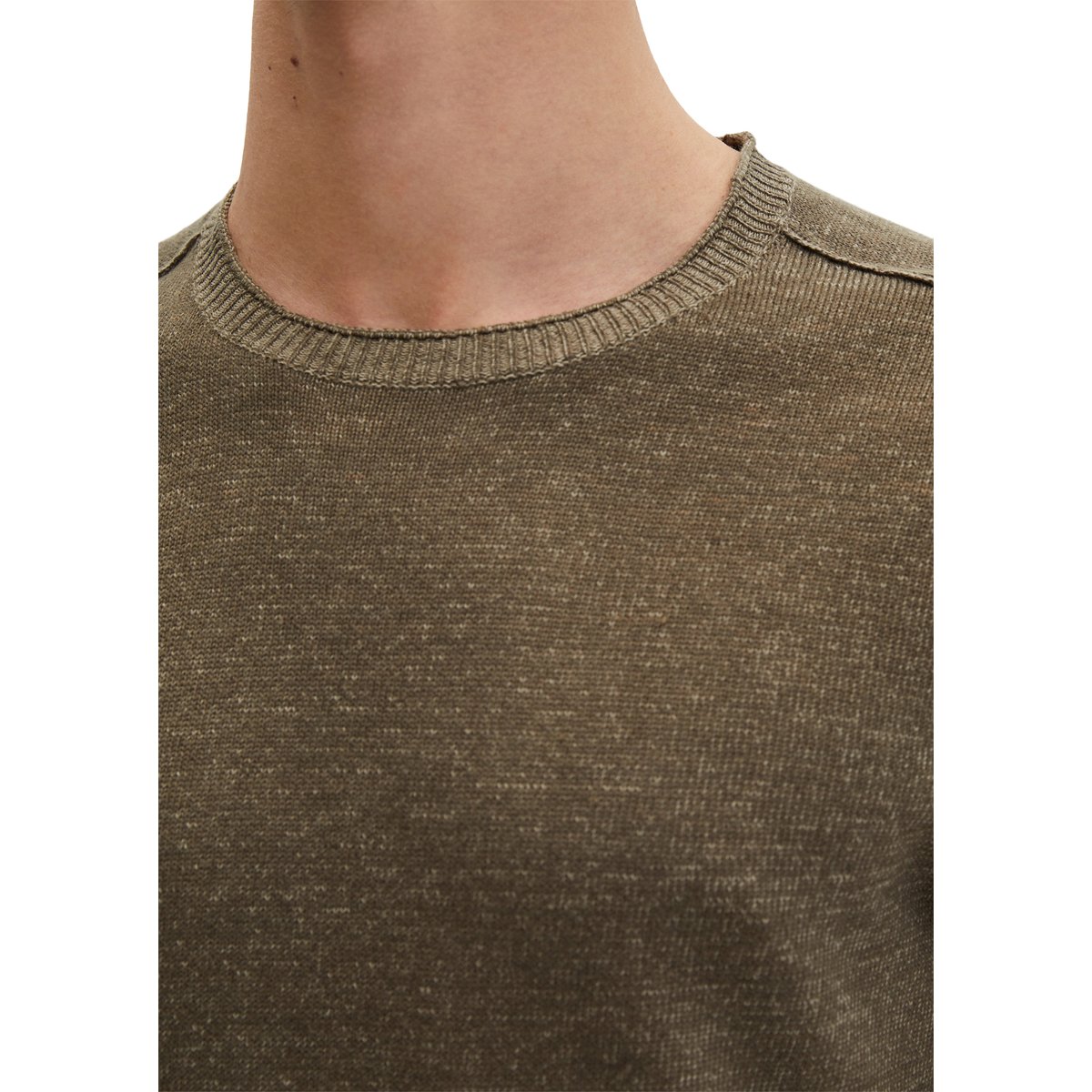 Pull-over regular en coton bio et en lin brun foncé, MARC O'POLO