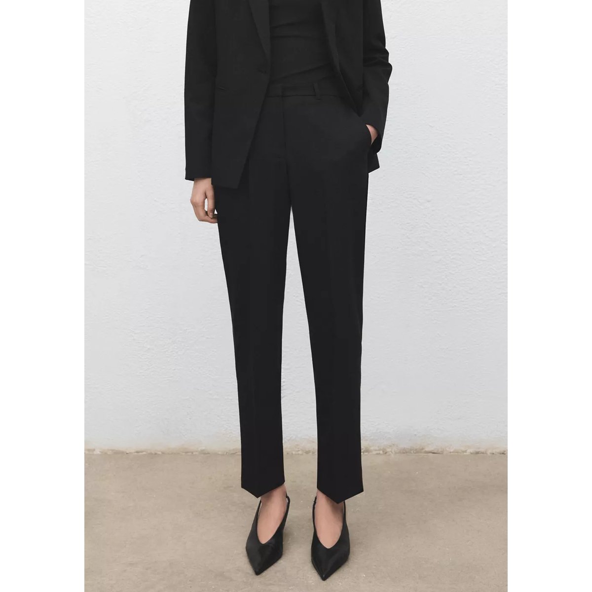 Pantalon droit costume noir, MANGO