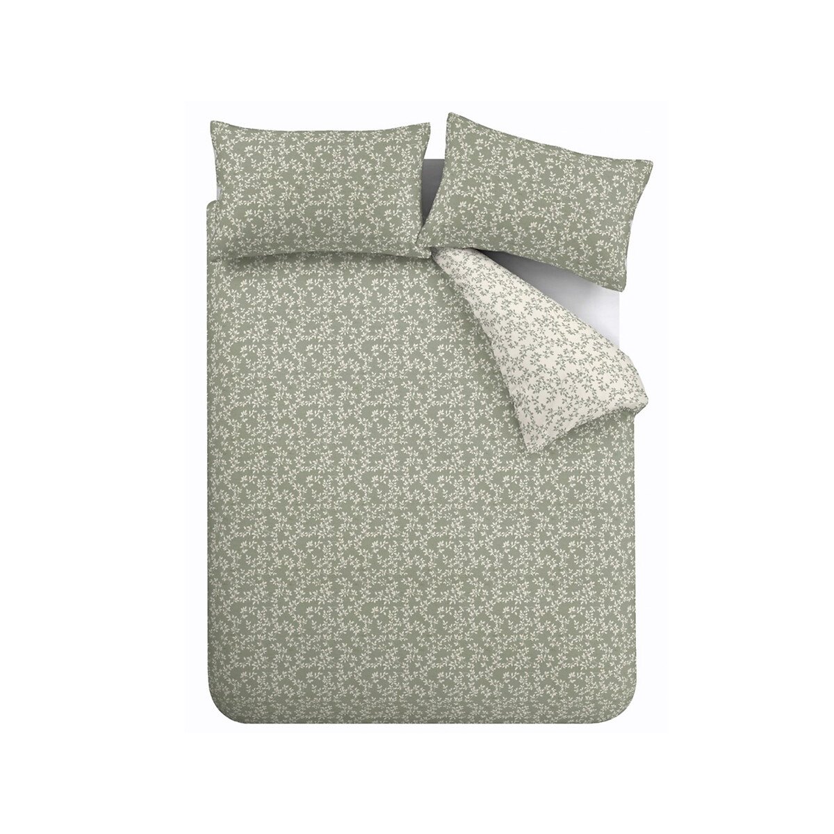 Shadow Leaves 100% Cotton Duvet Cover and Pillowcase Set Green green, BIANCA FINE LINENS