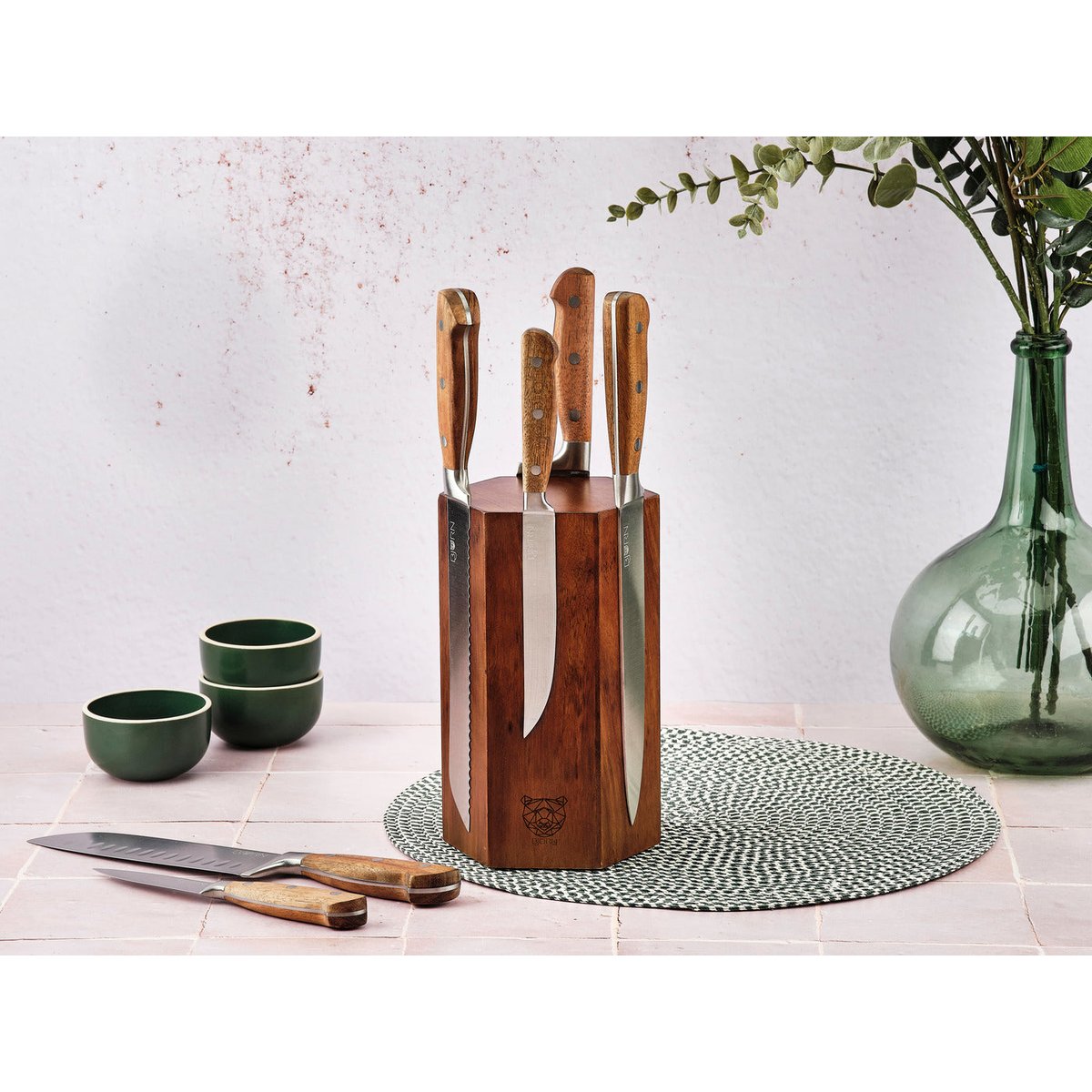 Lot de 6 couteaux de cuisine en inox, NUDE inox mat et bois, BJORN