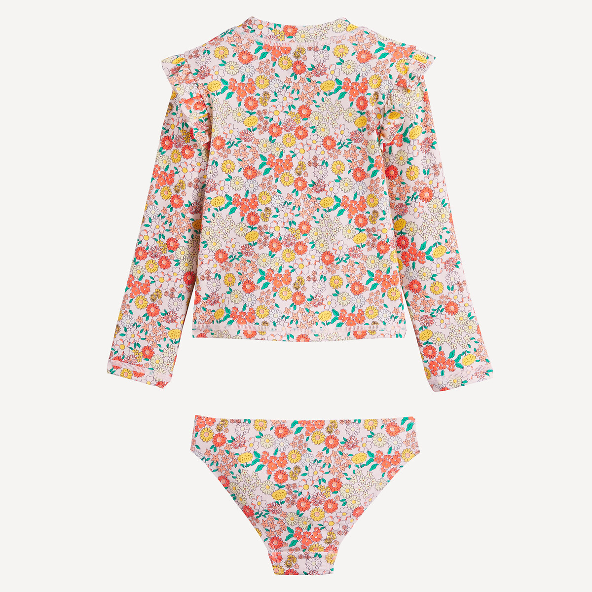 2-delig badpak, bloemenprint, T-shirt met UV-bescherming bloemenprint, LA REDOUTE COLLECTIONS