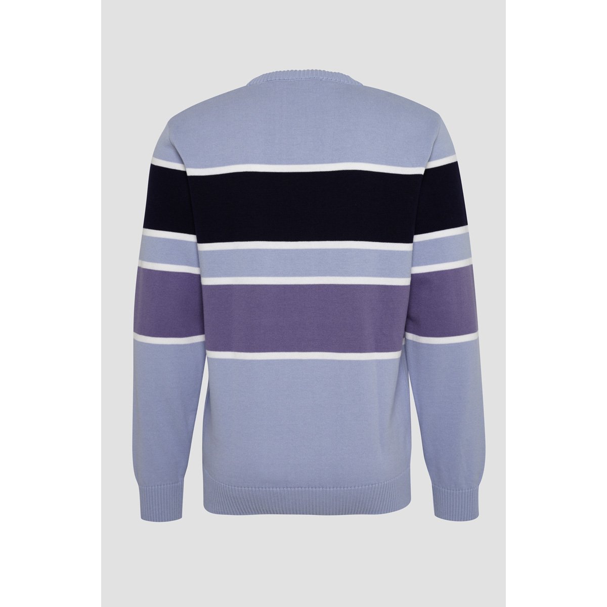 Pull larges rayures en coton eventide/marine deep/heron, GUY DE BERAC