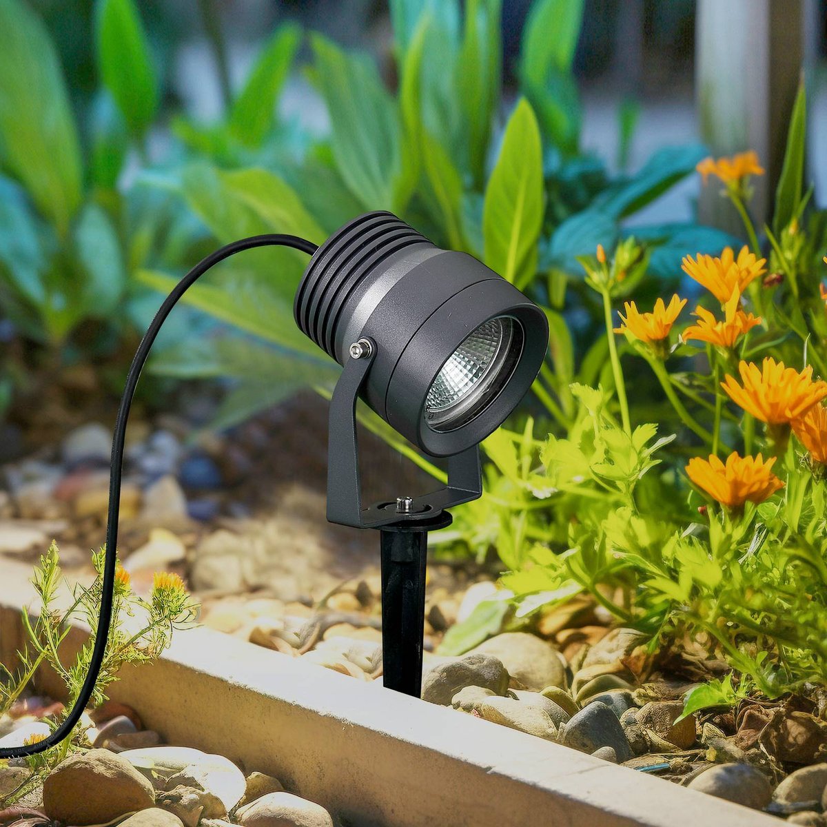 Lampe à planter en aluminium moderneLED gris foncé, clair, LUCANDE