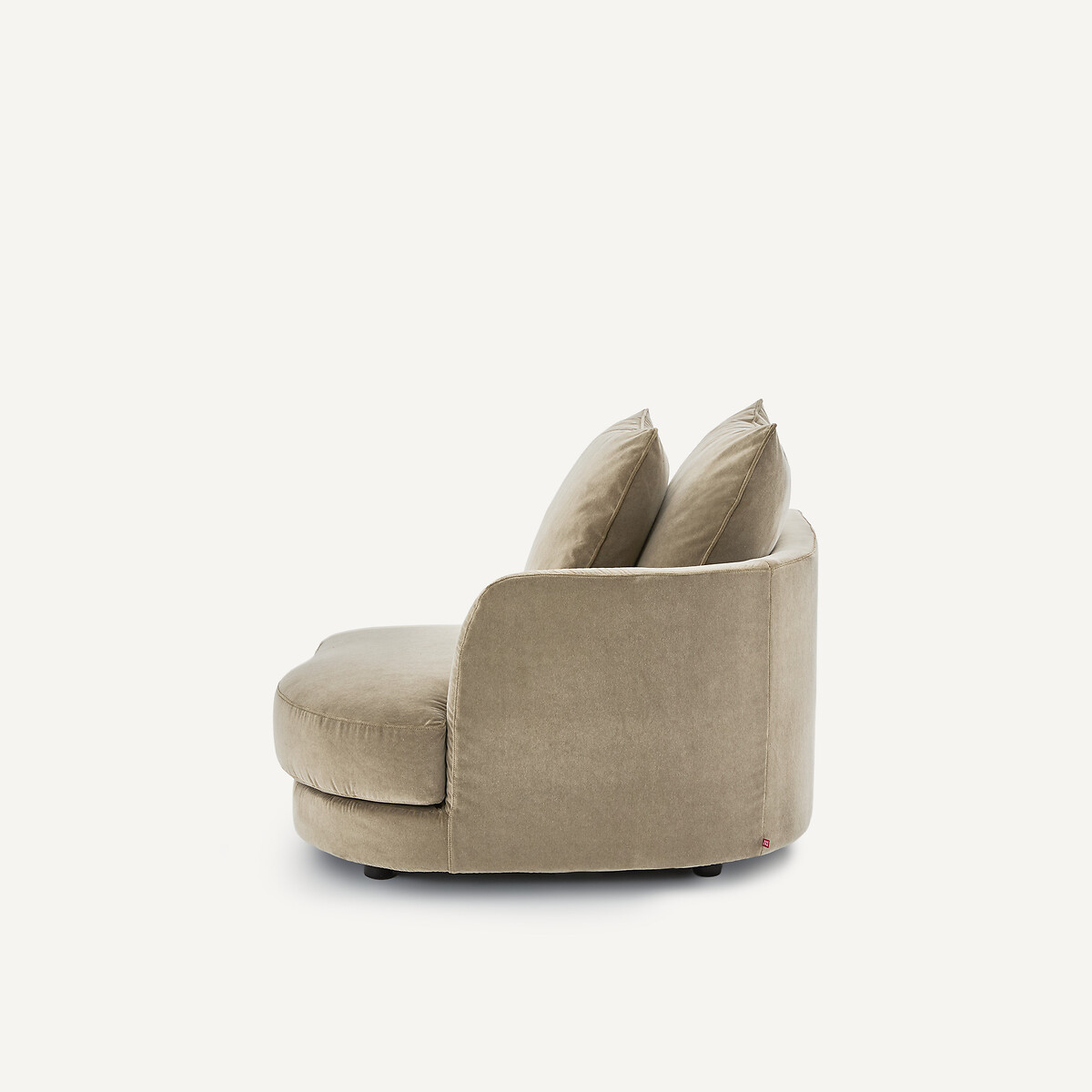 Rechtes, abgerundetes, modulares Halbsofa aus stonewashed-Samt, TIBERIO shiitakegrau, AM.PM