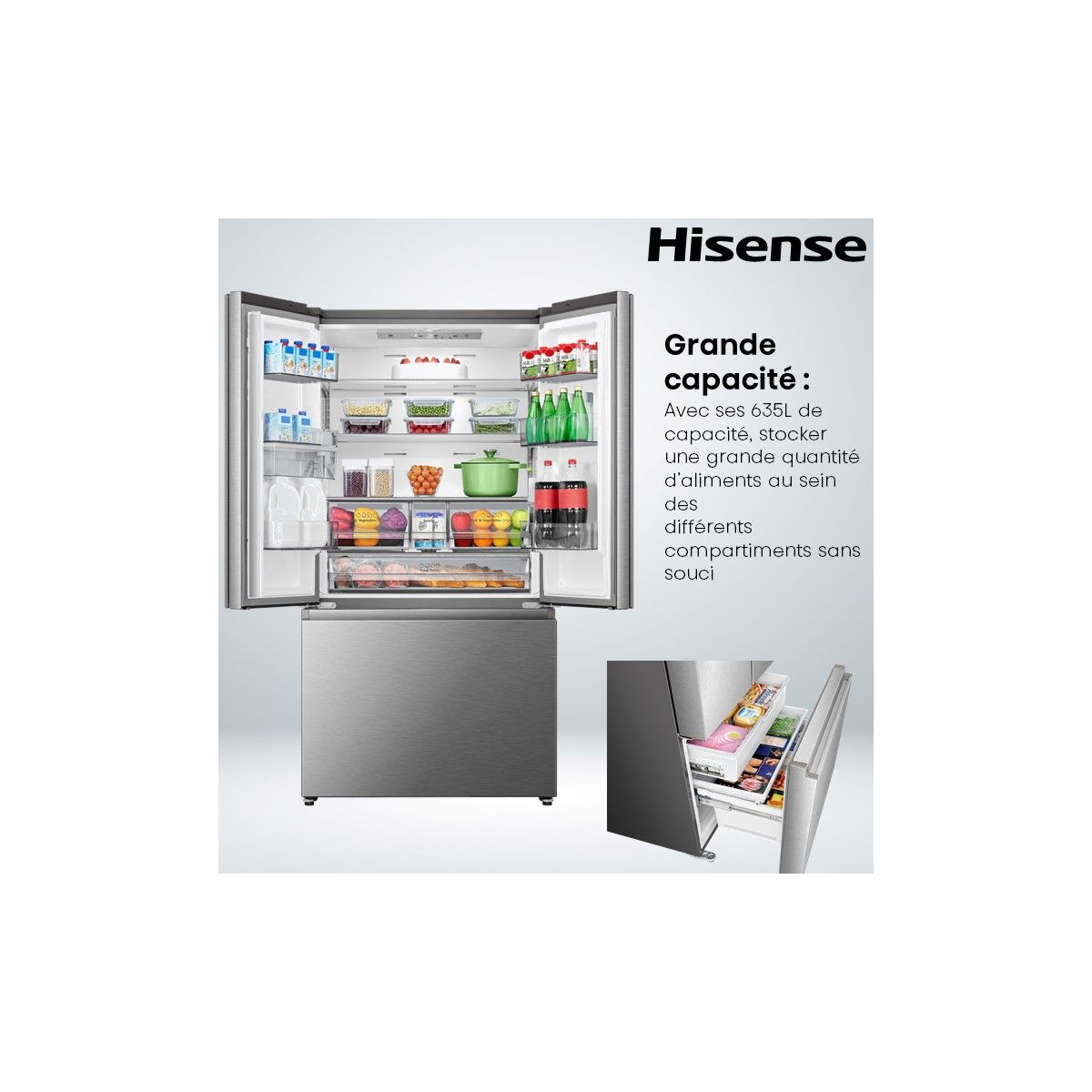 Réfrigérateur multi portes RF815N4SWSE couleur unique, HISENSE