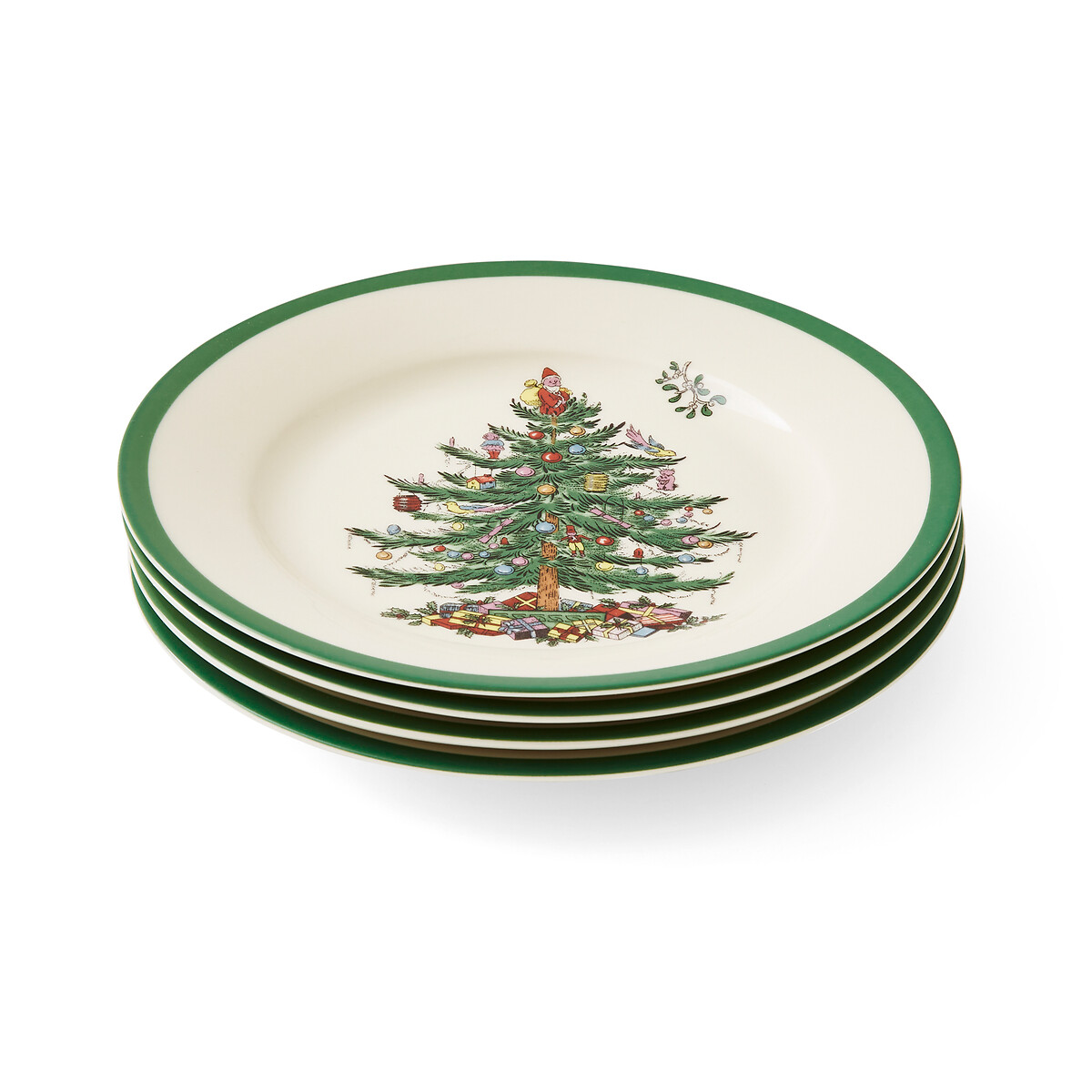 Set of 4 Christmas Tree Side Plates white, SPODE