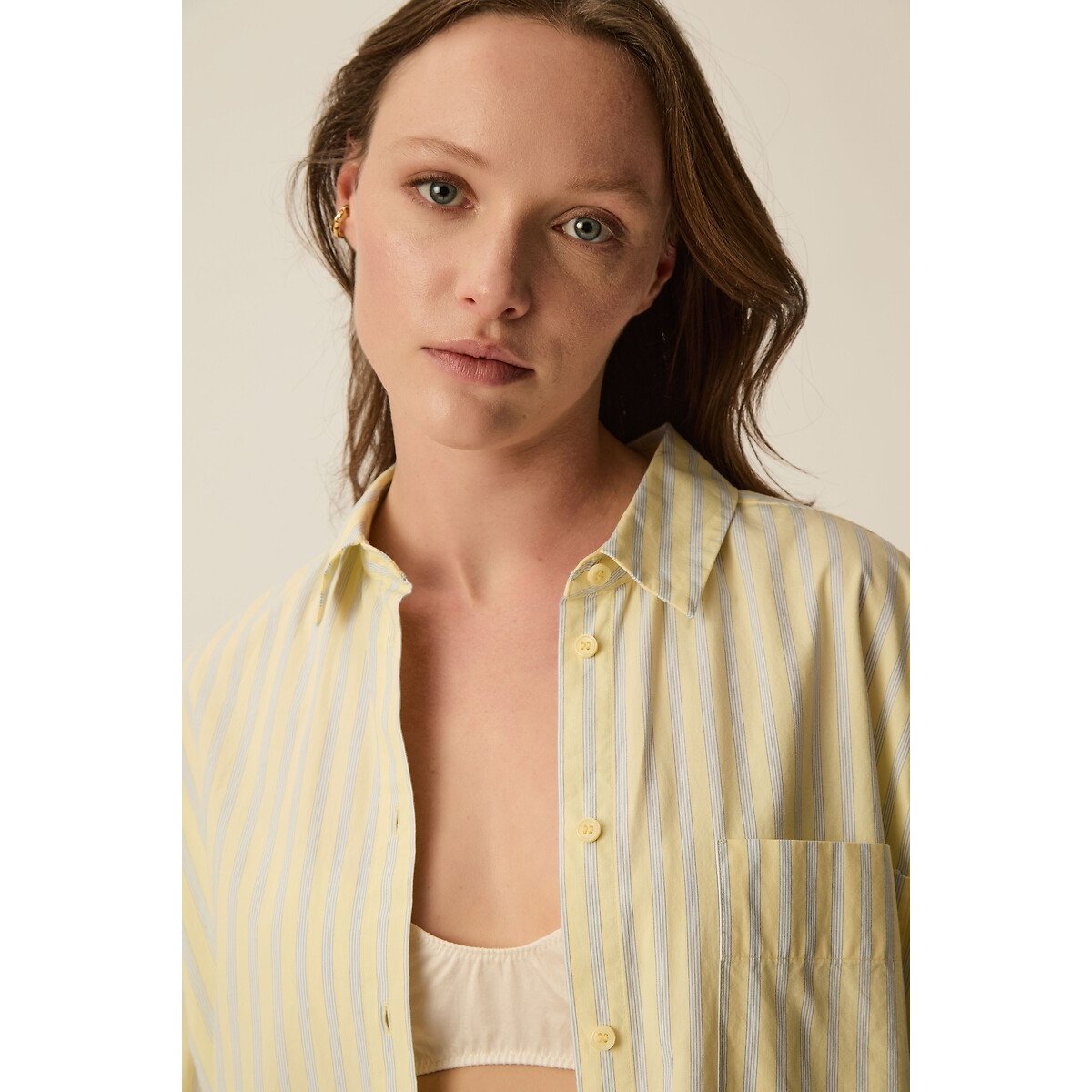 Chemise à rayures, TOTORO jaune/bleu, DES PETITS HAUTS
