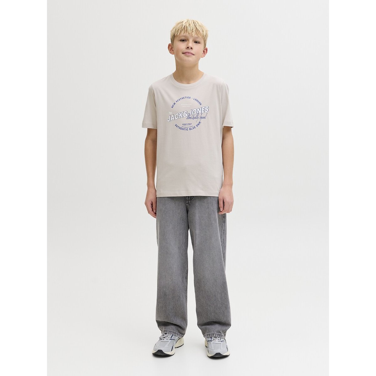Printed Short Sleeve T-Shirt beige, JACK & JONES JUNIOR