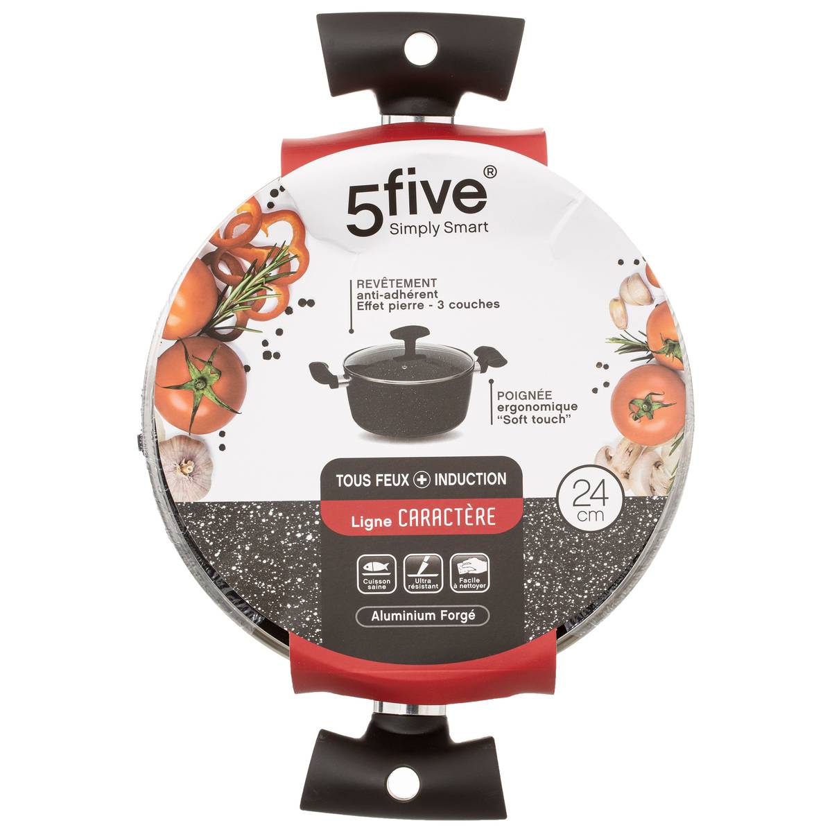 Faitout aluminium forgé CARACTÈRE noir, 5FIVE SIMPLY SMART